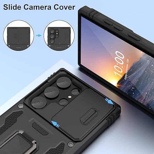 Miniatura 2 de DAKORIE Para Samsung Galaxy S23 Ultra Funda Con Cubierta De Cámara De Diapositivas Funda De Teléfono A Prueba De Golpes De Policarbonato Con Soporte