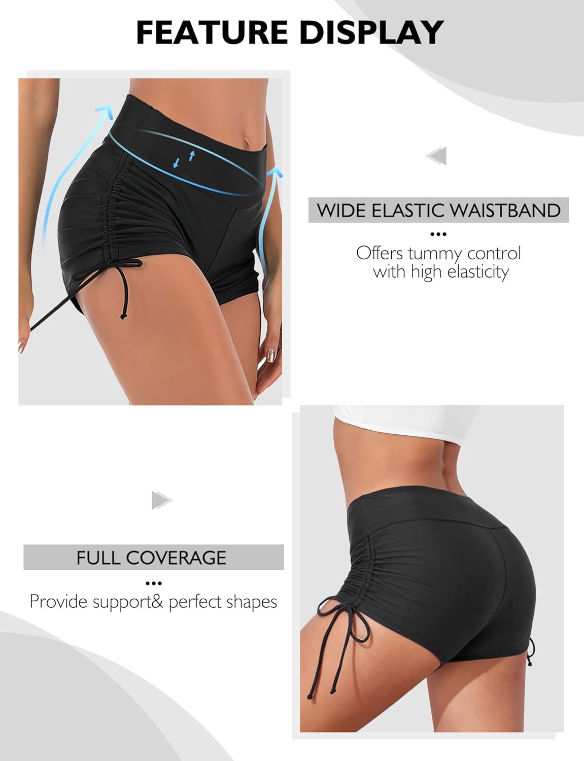 Buauty Women's Swim Shorts High Waisted Bathing Suit Bottoms Adjustable Side Tie Swimsuit Boy Short Pants Swimwear UPF50+ - Image 5