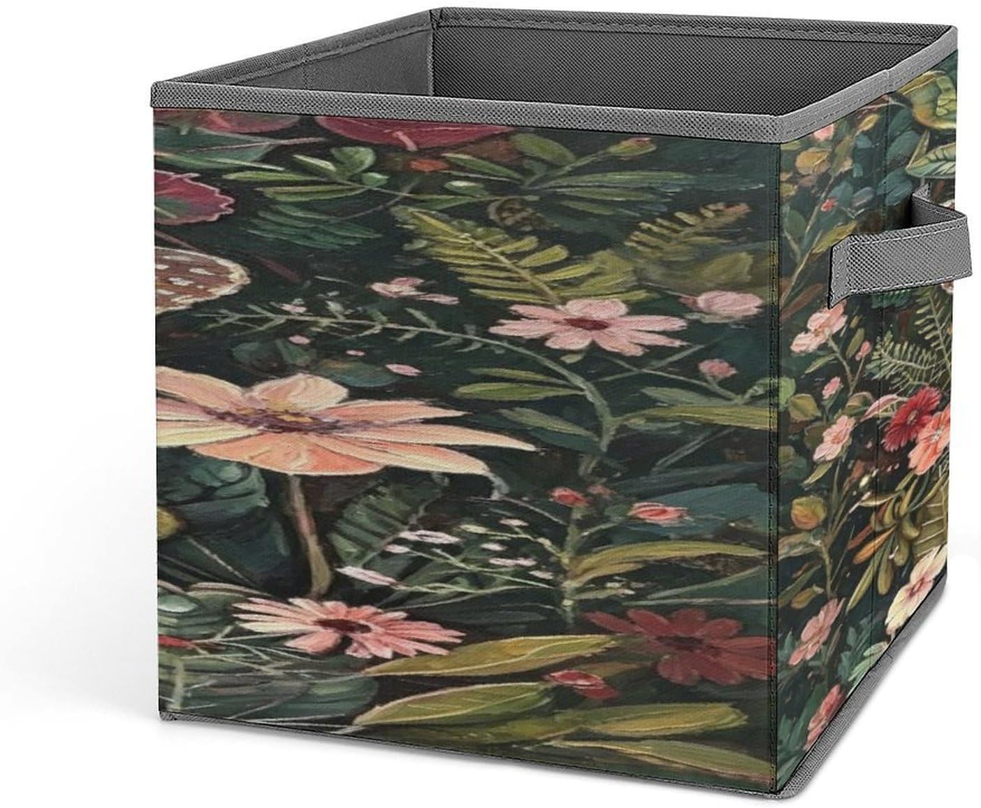 Butterfly Oil Painting Fabric Bins Storage Basket Square Baskets | Storage Bin with Double Handles,Cube Collapsible Organizers for Organization,Closet,Shelves,Offices