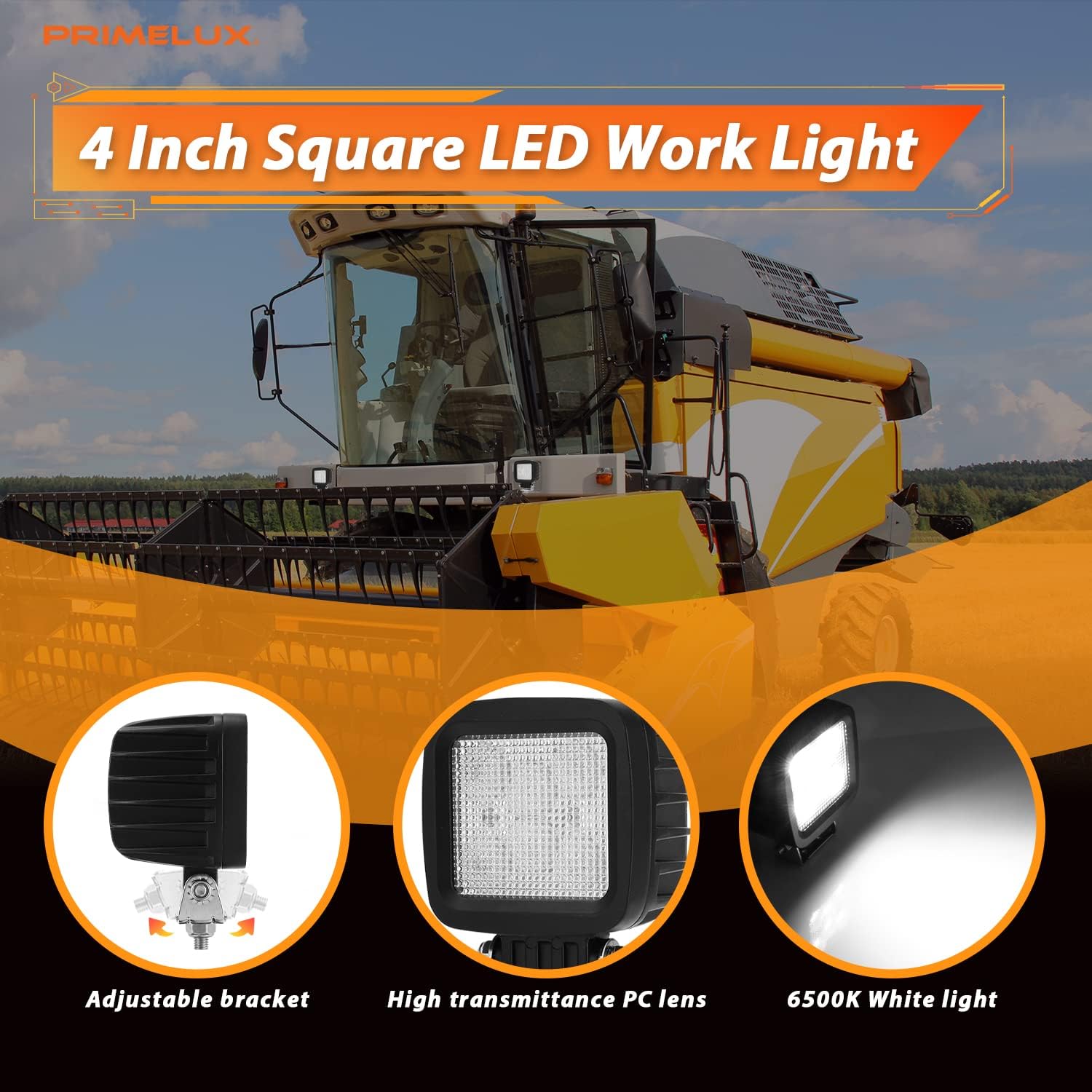 4 Inch 42W 3660LM LED Tractor Lights,12-24V LED Tractor Work Lights, IP67 Waterproof 12v Flood Light, for Trucks Tractors and Heavy-Duty Equipment (1Pcs)
