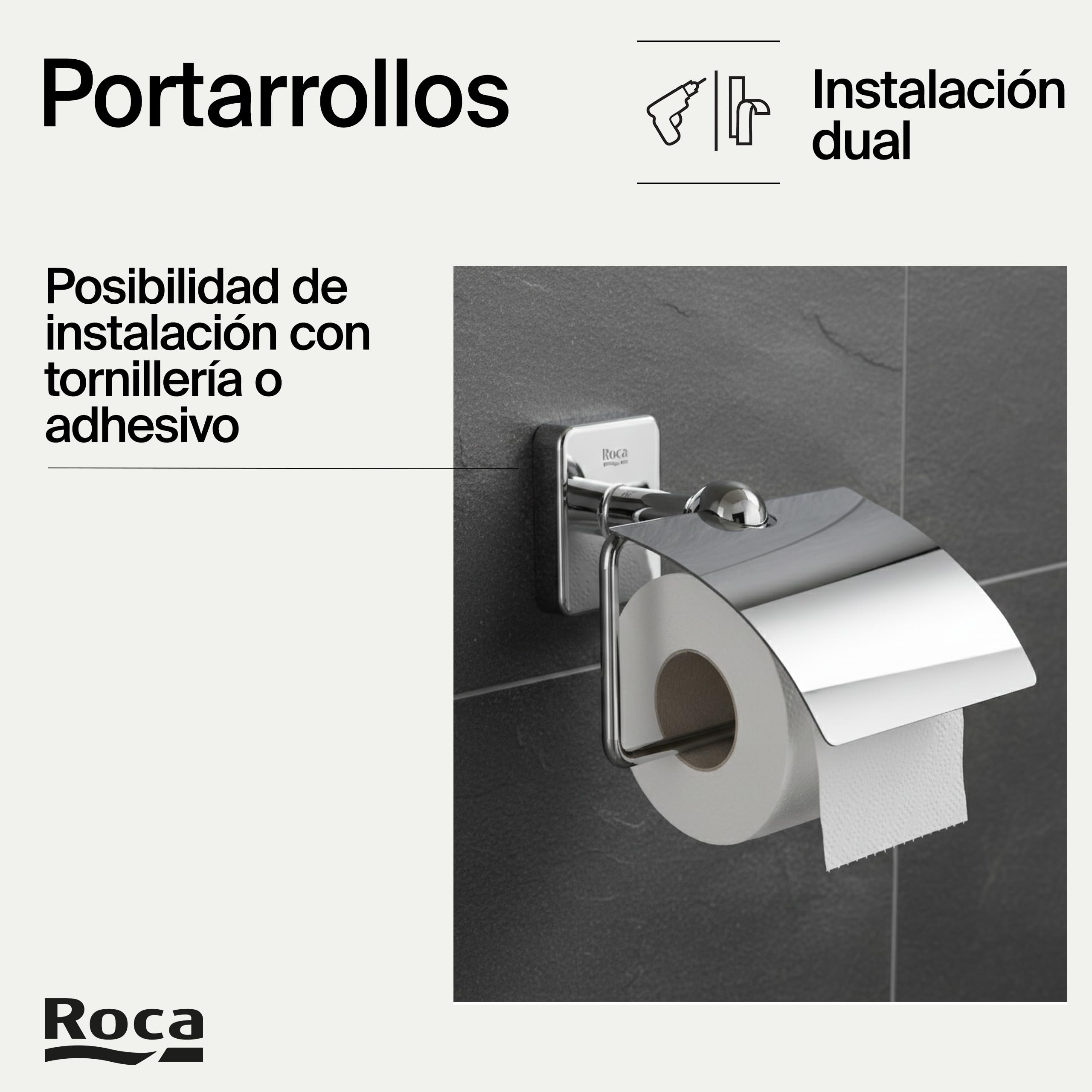 Roca,Victoria,Portarrollo con tapa (Posibilidad de instalación mediante tornillería o adhesivo),A816662001