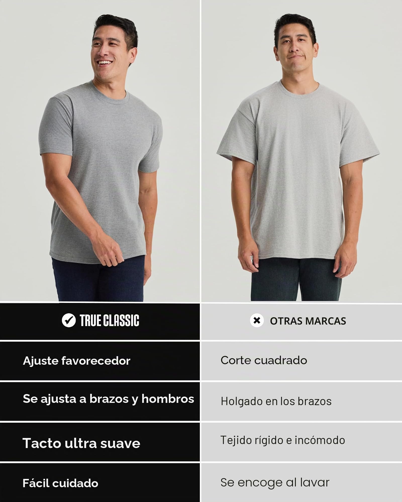 True Classic Short Sleeve Classic Crew Camiseta Hombre (Pack de 1)