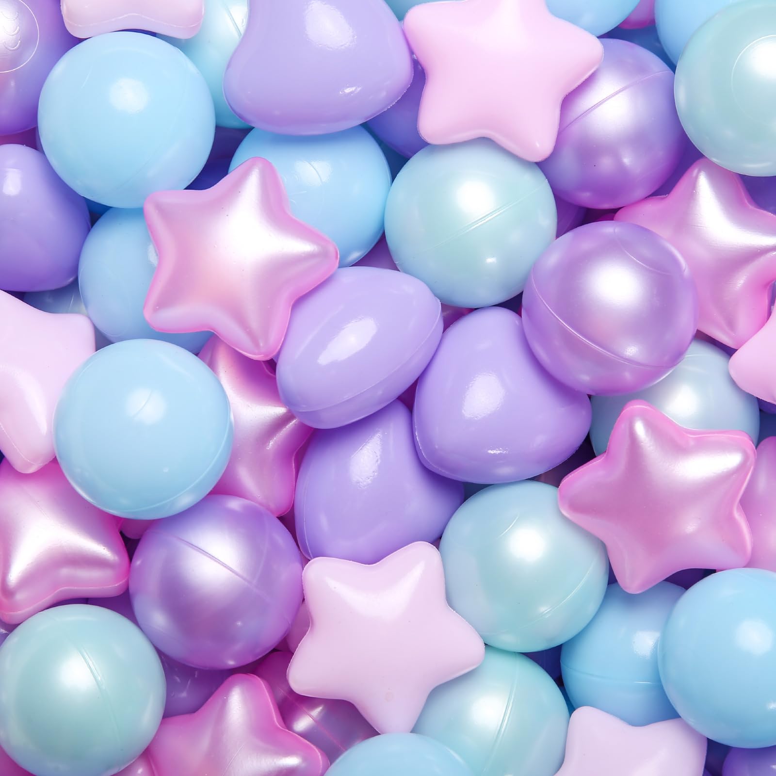 GOGOSO Star Ball Pit Balls for Ball Pit, Crush-Proof BPA Free Colorful Play Plastic Balls for Kids Toddler Christmas Party Decor Giant Friendship Bracelet Banner, Light Mermaid,50pcs 2.15inch Balls