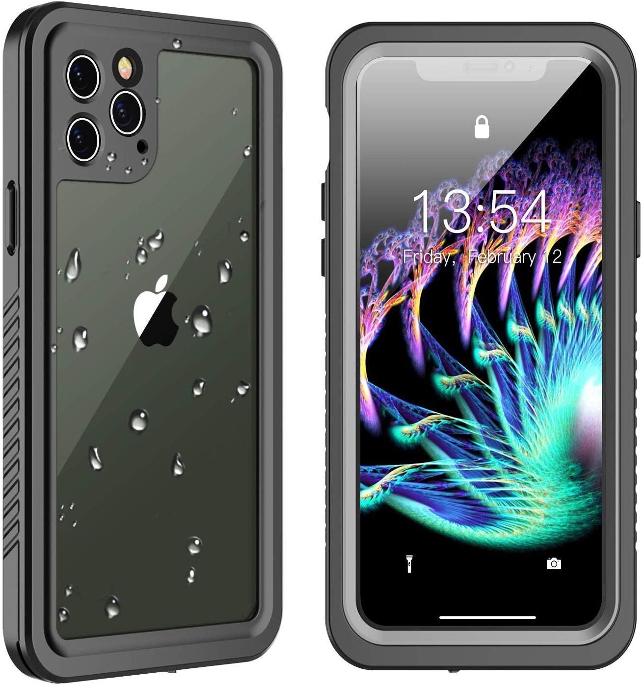 Amazon Com Huakay Iphone 11 Pro Max Waterproof Case Full Body 360 Protective Shockproof Dirtproof Sandproof Ip68 Phone Case For Iphone 11 Pro Max Black Clear Cell Phones Accessories