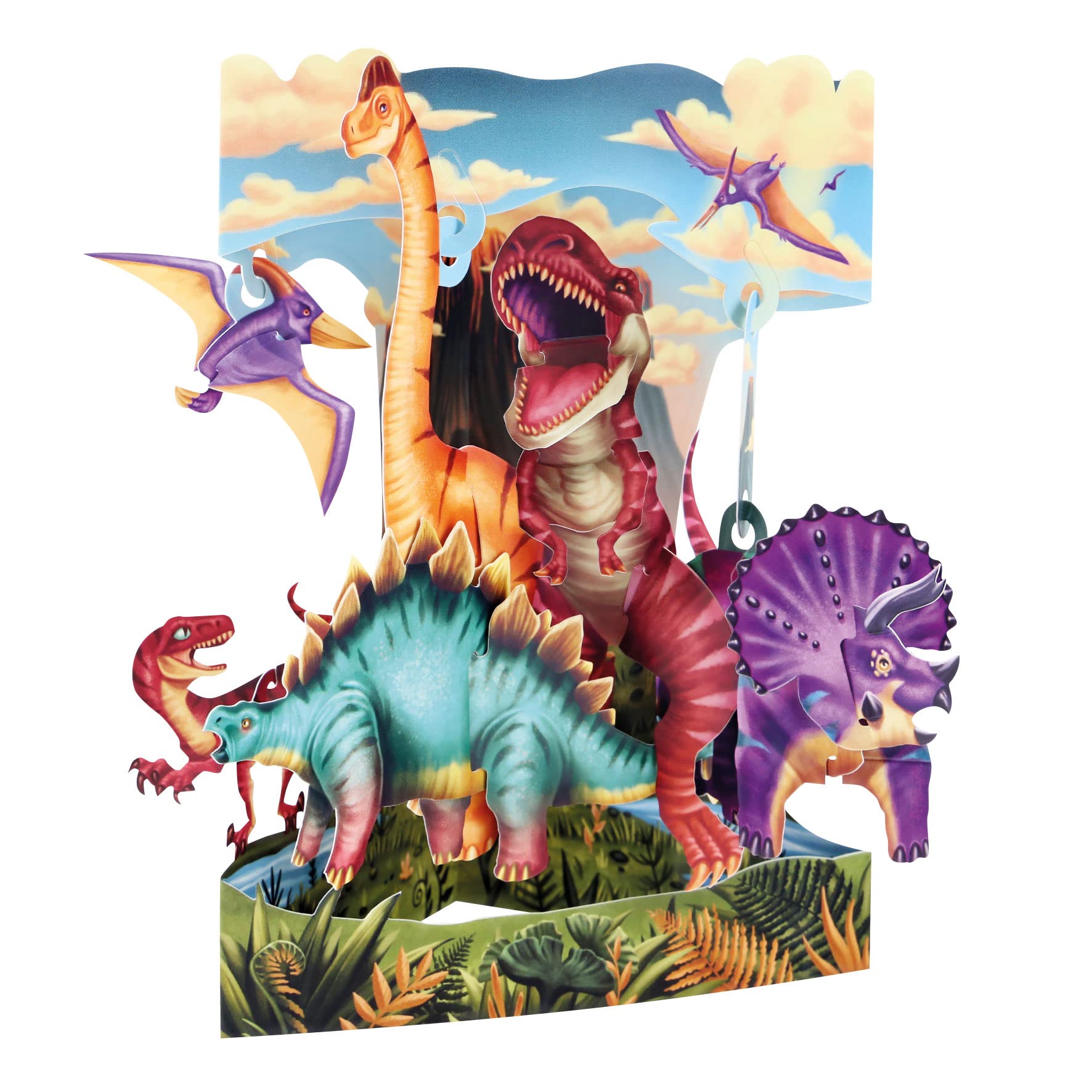 Leuke Dinosaurus Met Een Gift Karakter Voor Een Prentbriefkaar Dinosaurus Voor Ansichtkaart