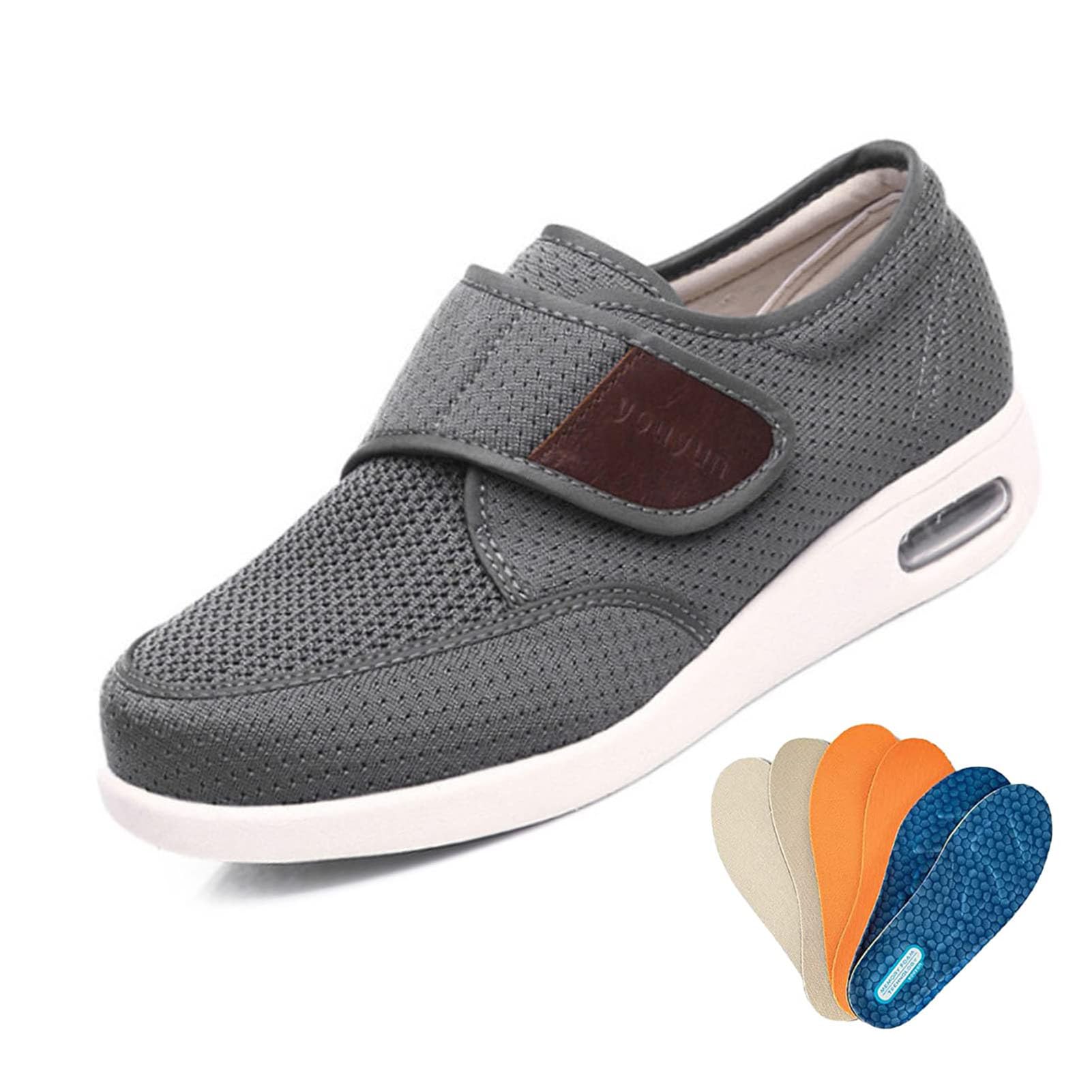 Buty dla diabetyków dla mężczyzn, lekkie, oddychające, spuchnięte stopy, ortopedyczne obuwie, regulowane, bardzo szerokie buty dla cukrzyków dla osób starszych, opuchnięte stopy