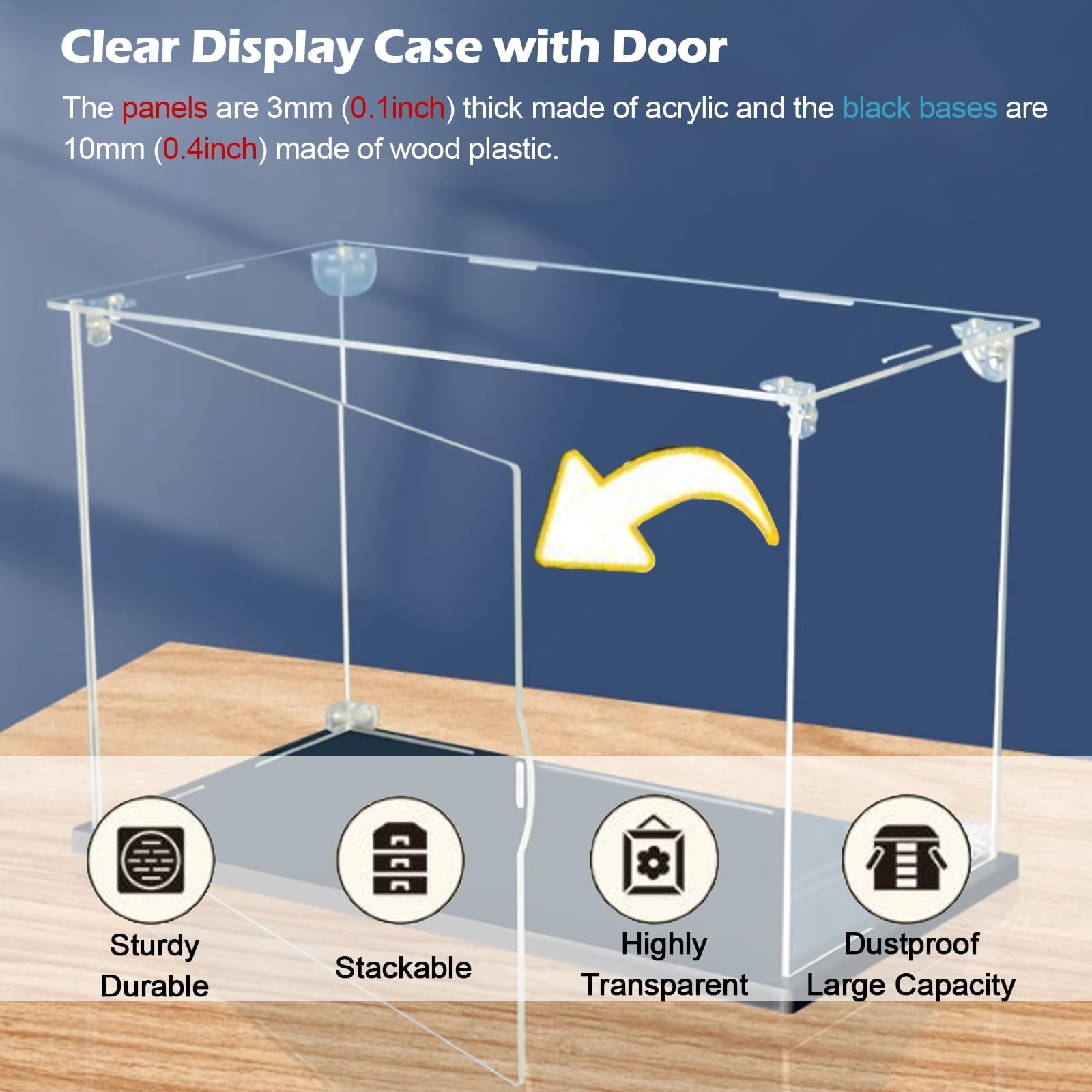 Vitrina acrílica, Vitrina acrílica Grande con Puerta Frontal de 180°, Vitrina Transparente para Figuras de acción con Base Negra para coleccionables de 12 a 20 Pulgadas, DEC