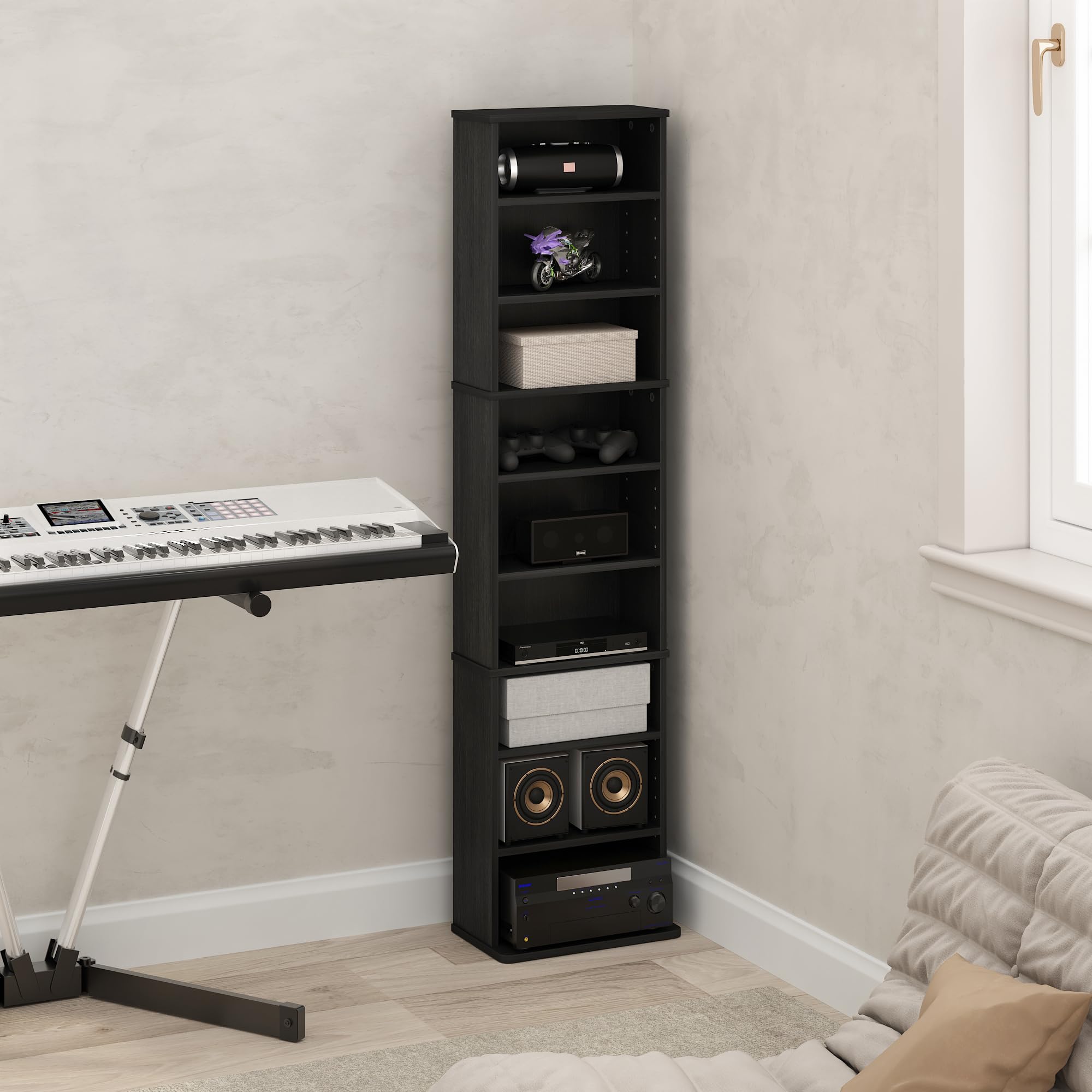 Amazon.com: Furinno Jaya DVD Shelf, 9-Shelf Tall Narrow CD Rack