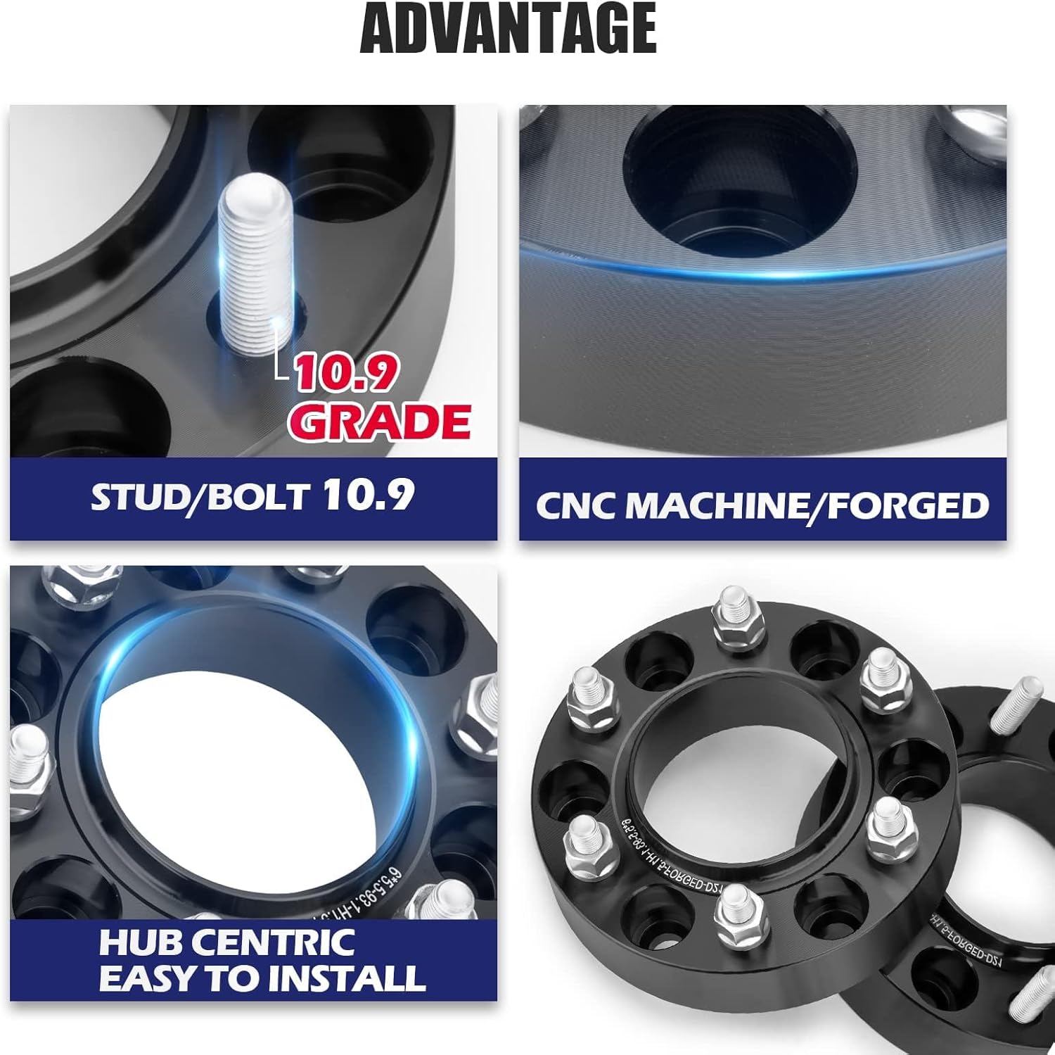 KSP 1.5 inch Ford Bronco Wheel Spacers, 6x5.5 Forged Spacer with Hub Lip Compatible with Ranger 2019-2024, Bronco 2021-2024, 4pcs 38mm Aluminum Wheel Spacer with 93.1mm Hub Bore M12x1.5 Thread Pitch