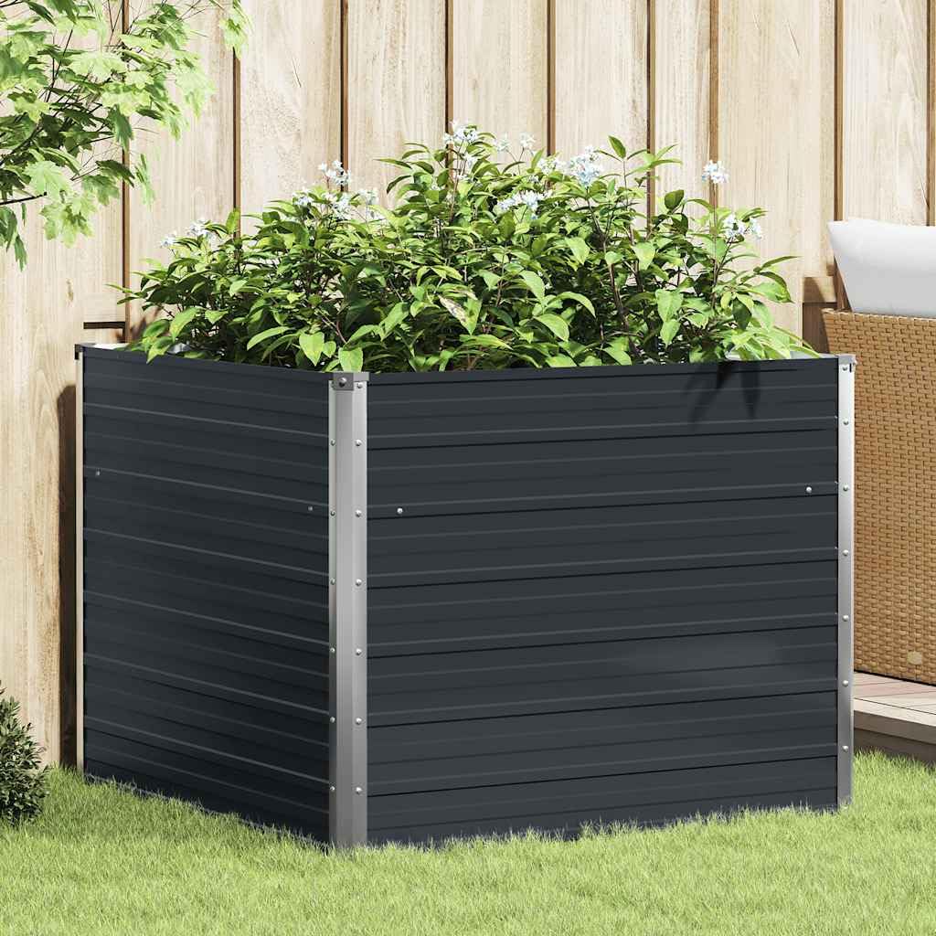 vidaXL Hochbeet Gartenbeet Pflanzbeet Frühbeet Pflanzkübel Pflanzkasten Blumenkasten Gemüsebeet Blumenbeet Anthrazit 100x100x77cm Verzinkter Stahl