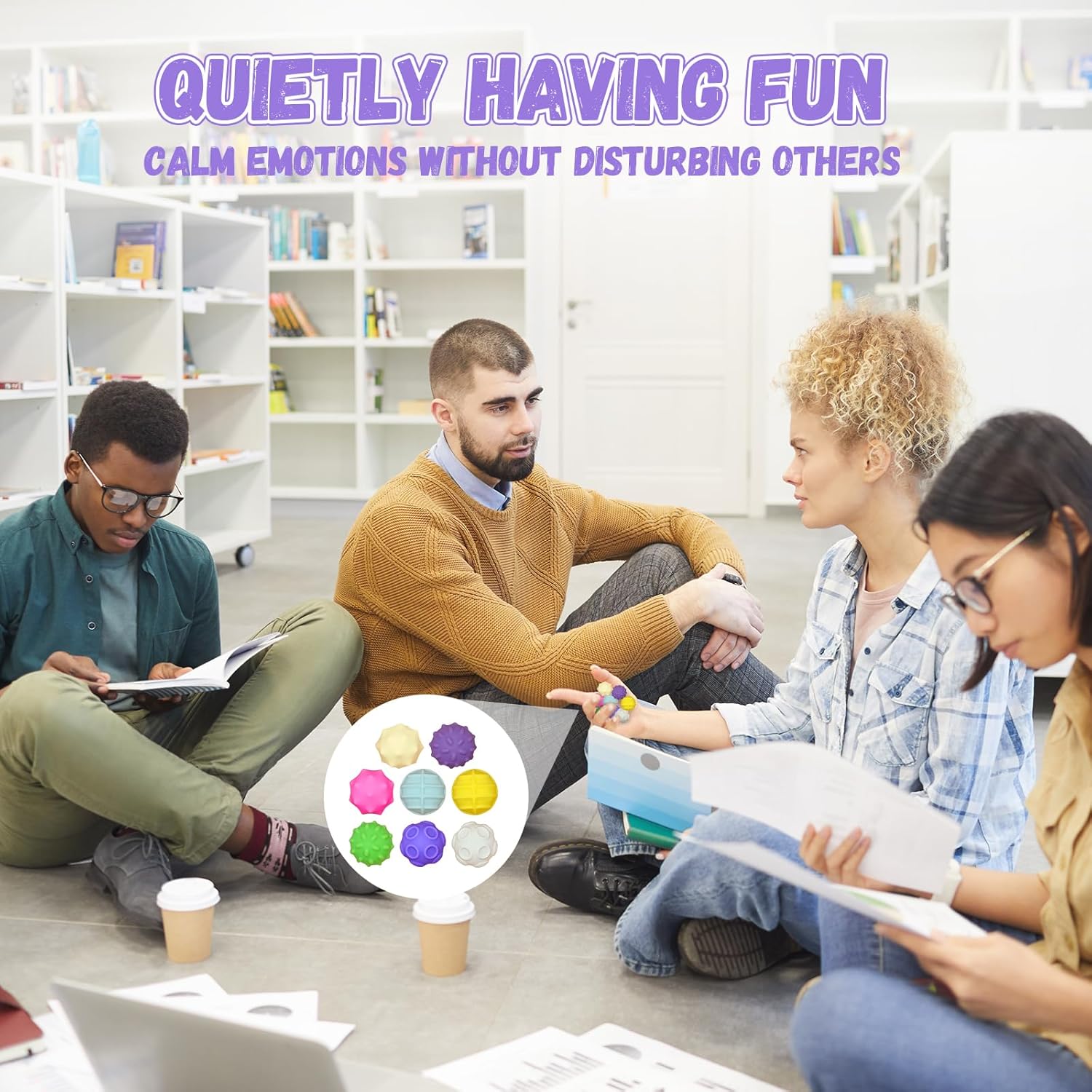 Magnetic Stress Relief Balls with Silicone Shell, 8 Pieces of 0.7" Magnetic Balls for Adults, Desk Fidgets Toys for Office Stress/Anxiety Relief, Holiday Stocking Stuffer Present