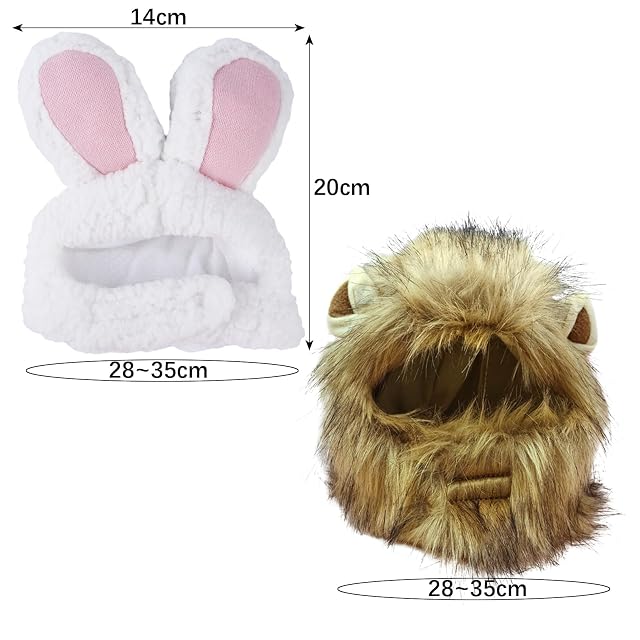 Foto 2 de 7 de Diadema Divertida para Mascotas de 2 Piezas, Diadema de Melena de león y Conejito