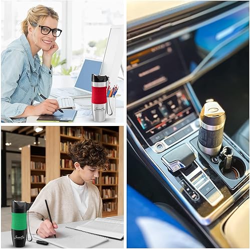 Miniatura 10 de INVINCEA - Taza de viaje con un solo click taza de café térmica con aislamiento al vacío, taza duradera de acero inoxidable de doble pared con una