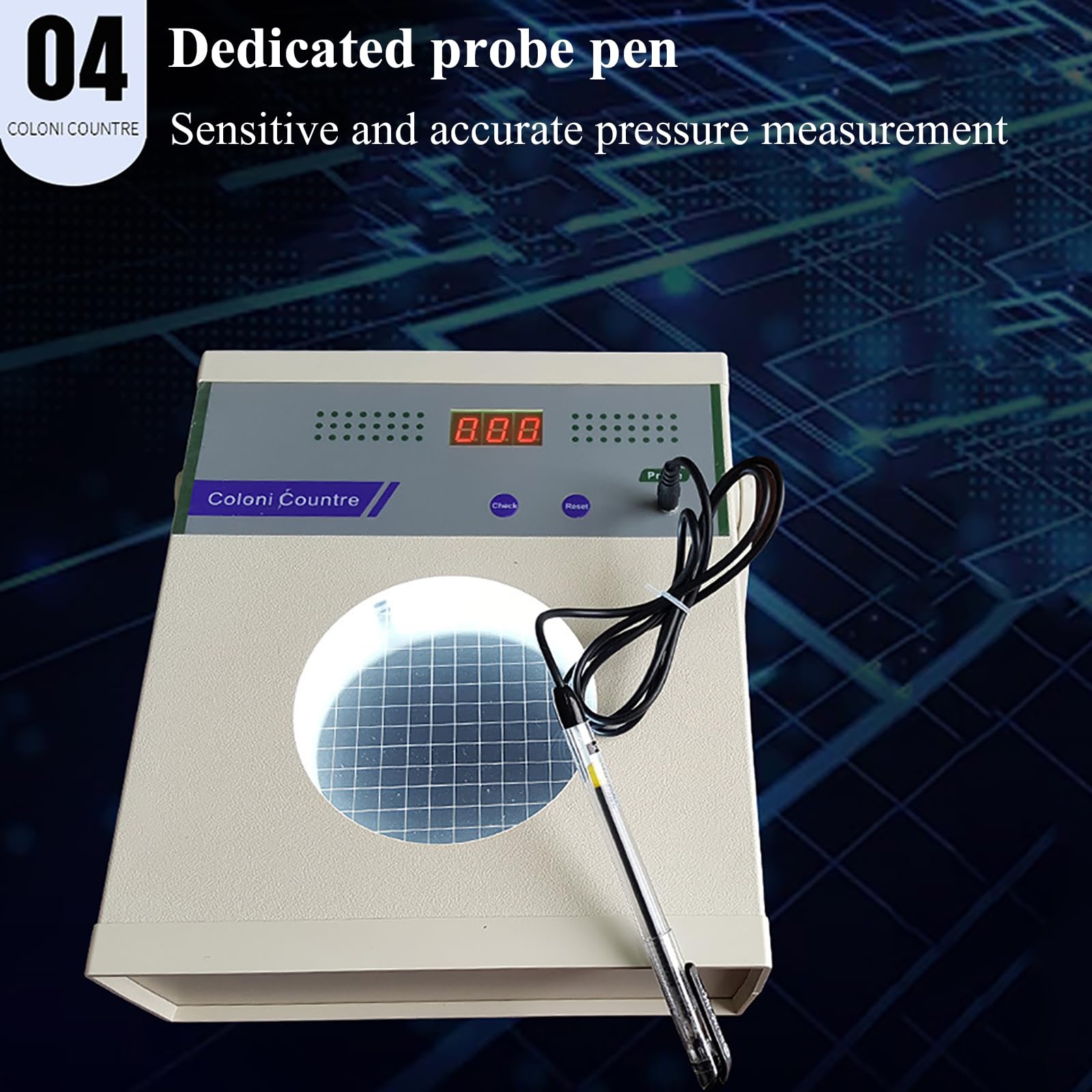 Contador de colonias microbianas con lupa y bolígrafo de sonda, rango de conteo 0-999, ideal para laboratorios, herramienta de medición precisa para investigación y pruebas