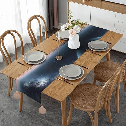 Galaxy Nature Milky Way Atmosphere Planet Table Runner 14x60 Inch Linens Burlap Table Runner with Tassels Boho Farmhouse Table Runner for Kitchen