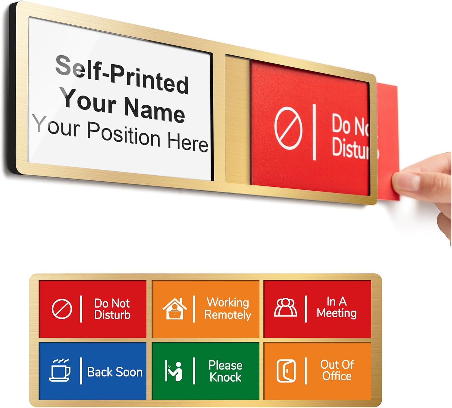Amazon.com : Custom Office Door Signs, Name Plate with 6 Status Options ...