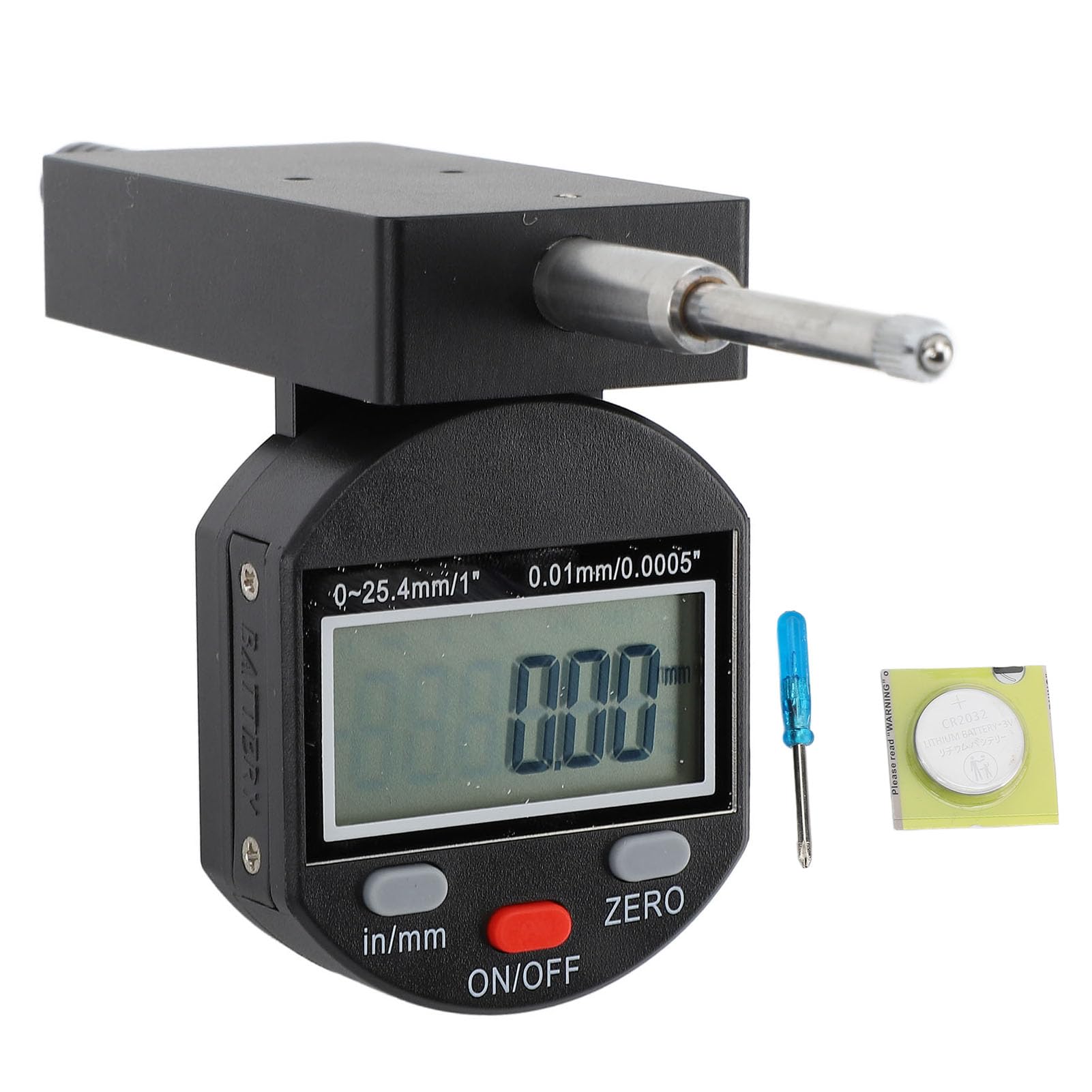 KIMISS Indicador de Dial Digital, Herramienta de Medición Electrónica Vertical de Precisión de 0,0005" para Máquinas CNC y Uso Industrial, Rango de 0-25,4 Mm