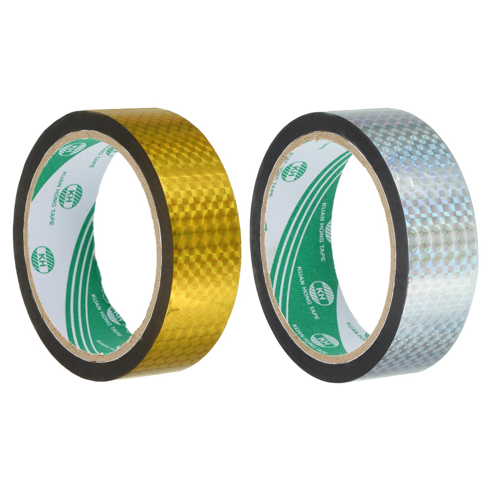 sourcing map Washi Prism Tape Set 1.2 Inch x 55 Yards Holographic Metalized Reflective Tape for Holiday Packaging and Decoration, DIY and Art craft (2 Rolls, Gold Tone + Silver Tone)