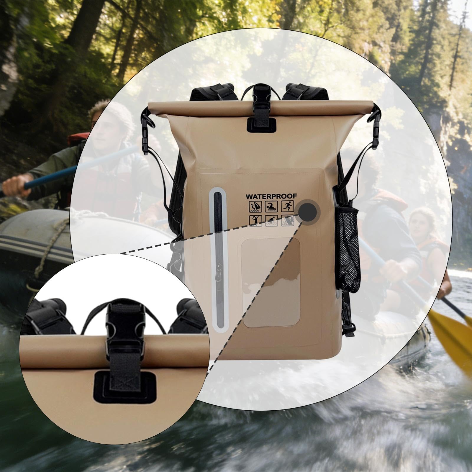 LOVIVER Borsa Impermeabile da 25 Litri, Custodia Resistente all'Usura, Zaino Impermeabile Multifunzionale per Kayak da Vela.