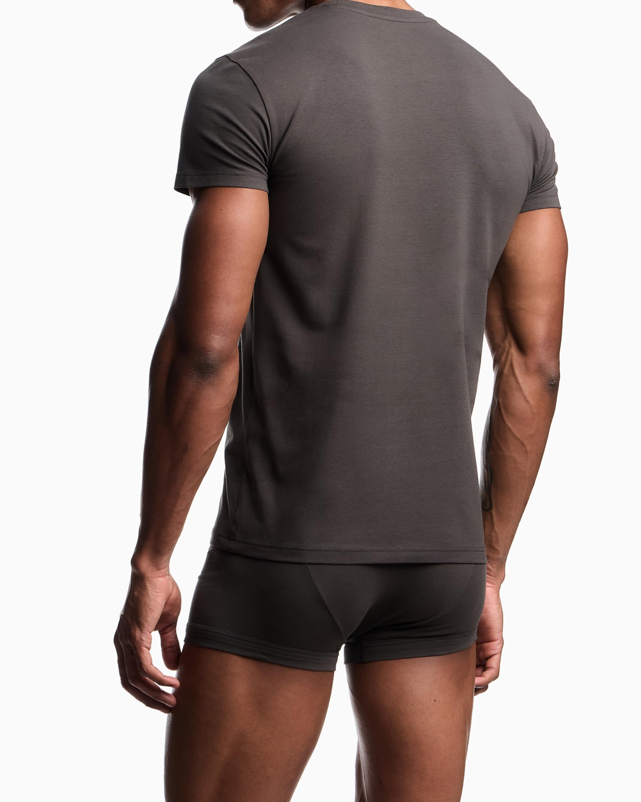 MEGALOGO Herren T-Shirt mit Rundhalsausschnitt, Grau, M – Ansicht 2
