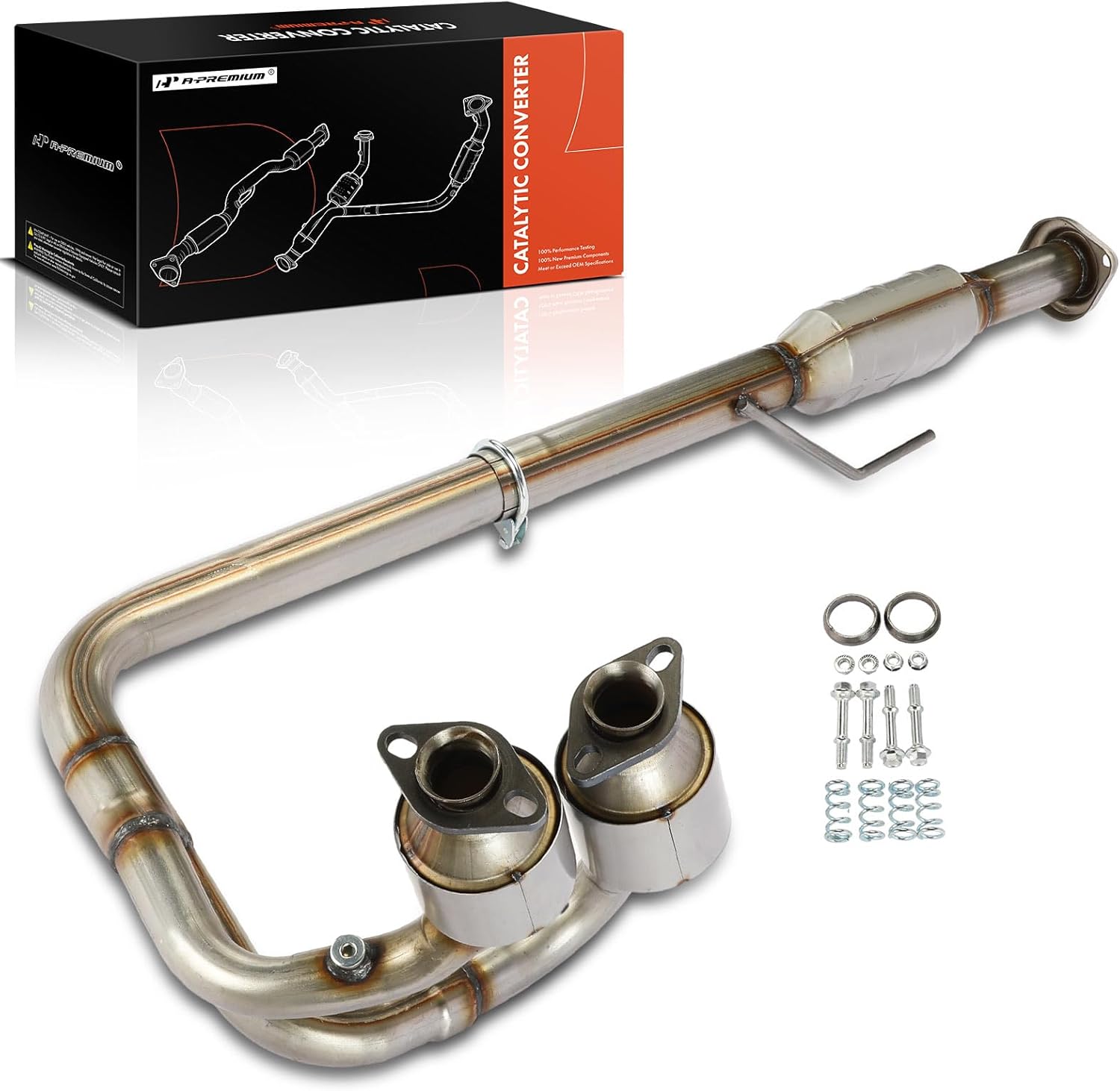 A-Premium Front Exhaust Manifold Catalytic Converter Kit Direct-Fit Compatible with Jeep TJ Series Wrangler 2004 2005 2006, 4.0L, EPA Compliant, Replace# 52059681AB, 52059681AC
