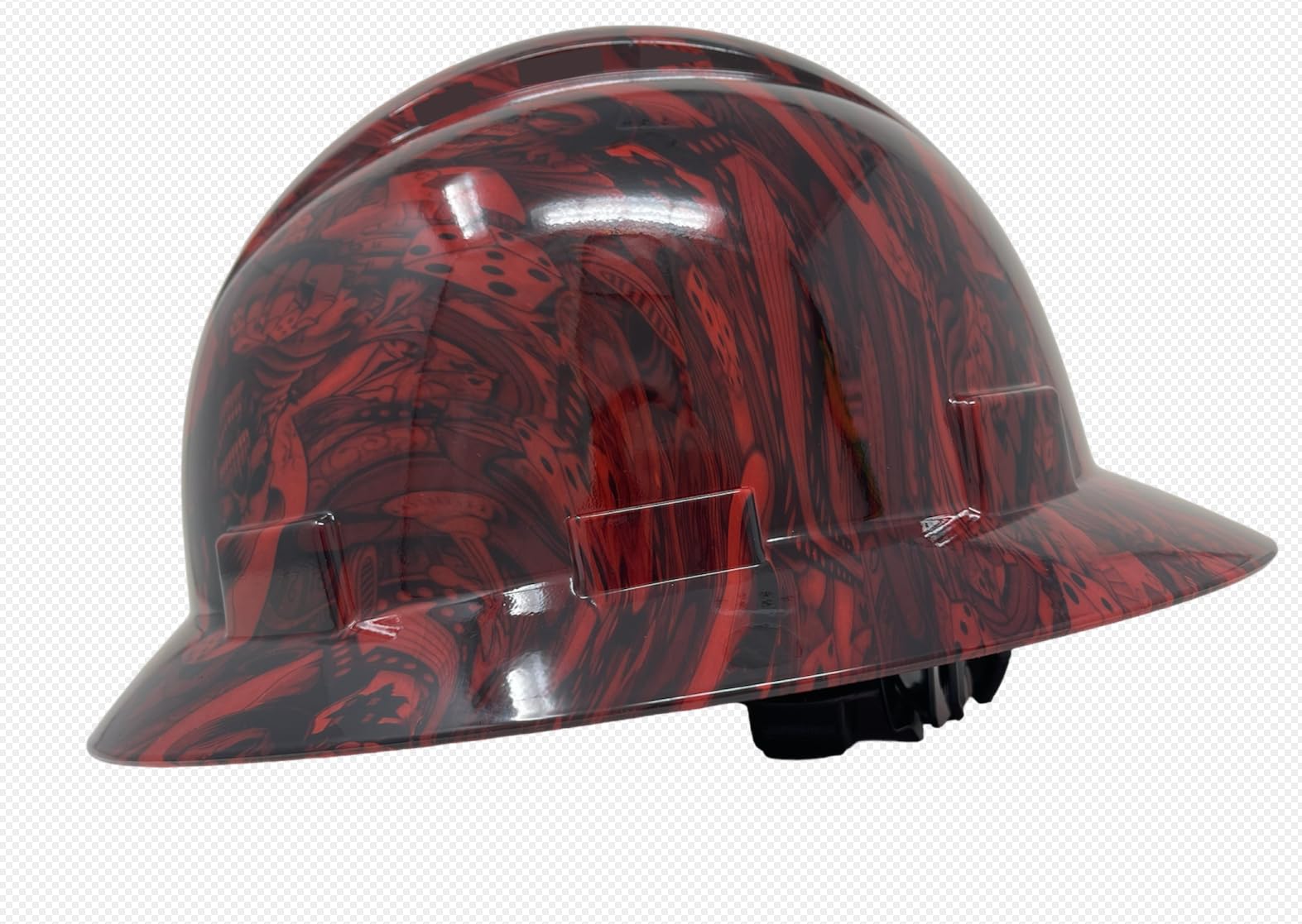 Casque de sécurité OSHA large bord ventilé tête de mort brillant protection de chantier 6 points - 7
