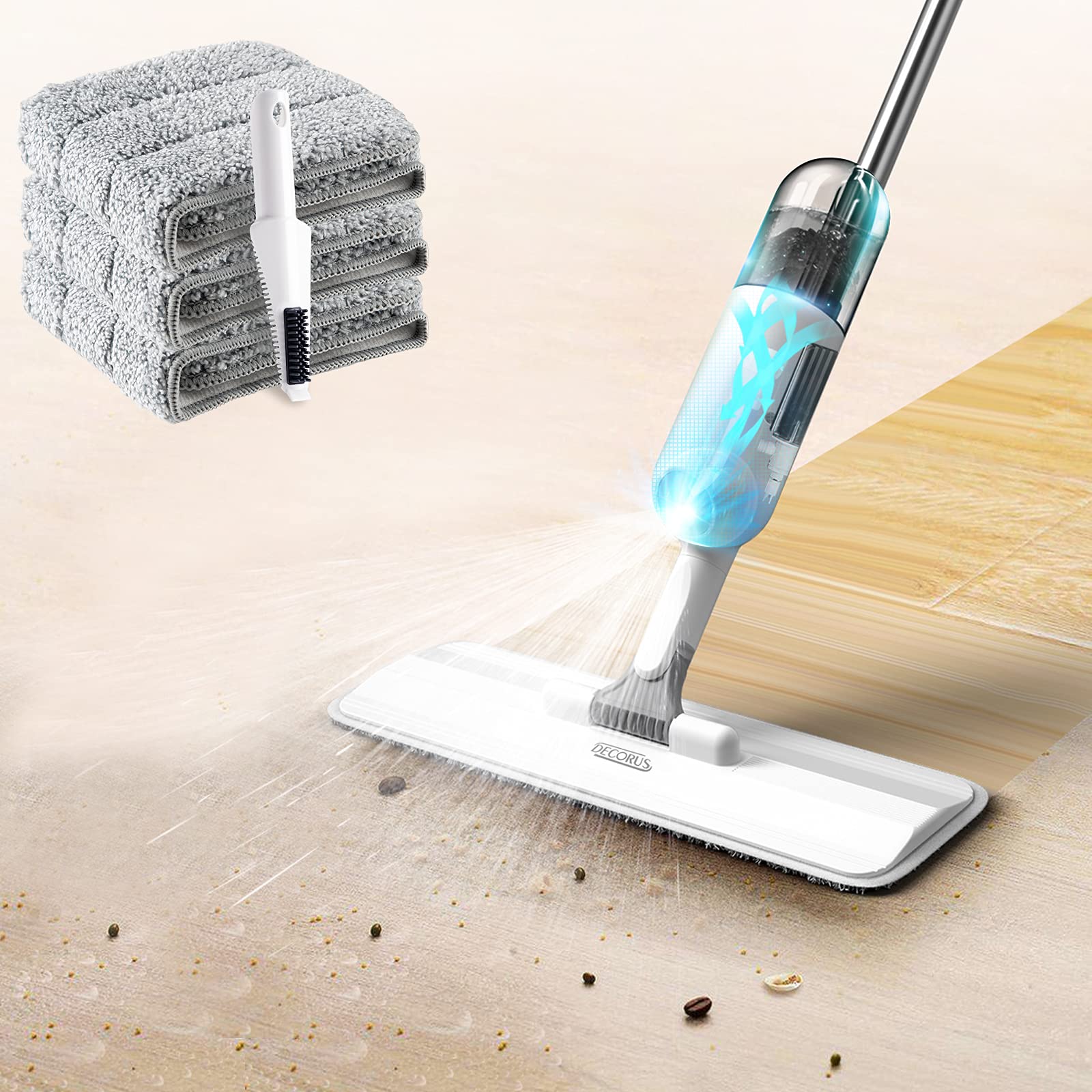 Mop for Floor Cleaning Microfiber Spray Mop with Refillable 350ml Water Tank & 3 Washable Pads Flat Mop for Home Kitchen Hardwood Ceramic Tile Marble Household Cleaning Tools