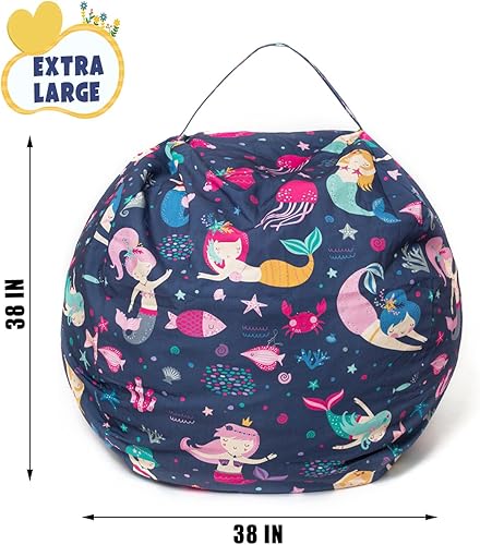 Miniatura 3 de LOLOMLO Funda para puf de almacenamiento de animales de peluche, para niños, mantas, toallas, puf (solo funda), sofá de lona con cremallera YKK,
