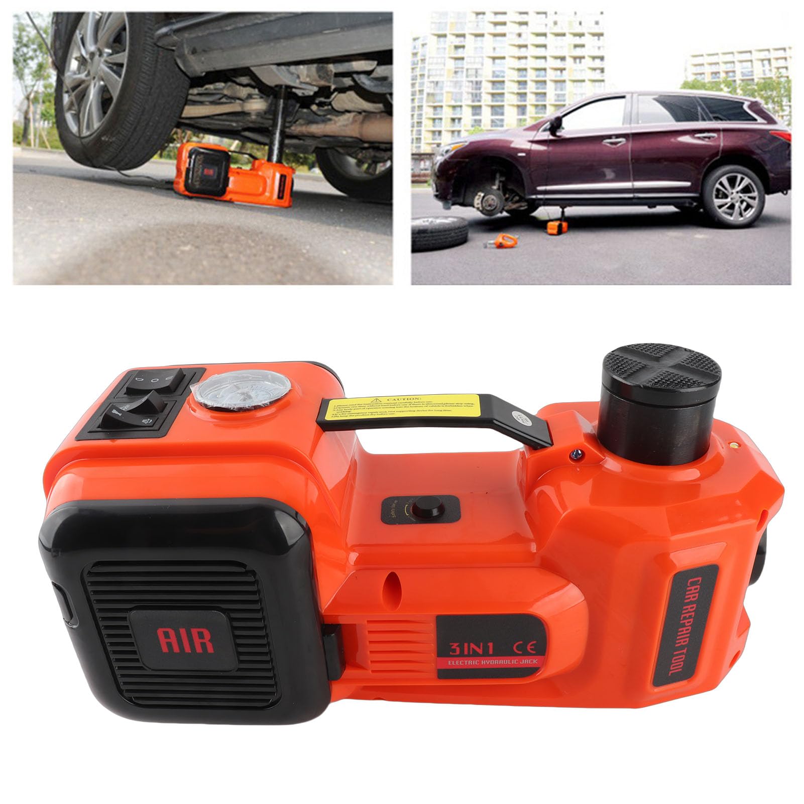 Martinetti Idraulici Elettrici 5T, Martinetto Da Pavimento Per Auto, Martinetto Per Veicoli Con 12 V, Luce A LED E Torcia Elettrica, Ideale Per Il E Lo Stoccaggio Di Emergenza Pneumatici Su