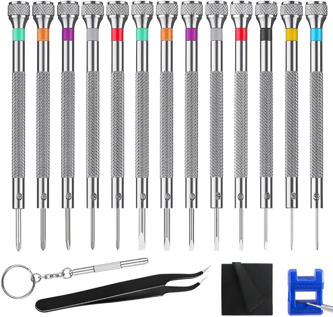 13PCS Professional Watch Screwdriver Set, BEBEEPOO Micro Precision Screwdriver Set，Micro Precision Eyeglasses Repair set， 0.6-2.0mm, Jewelry Work,Computer Phone Small Tools