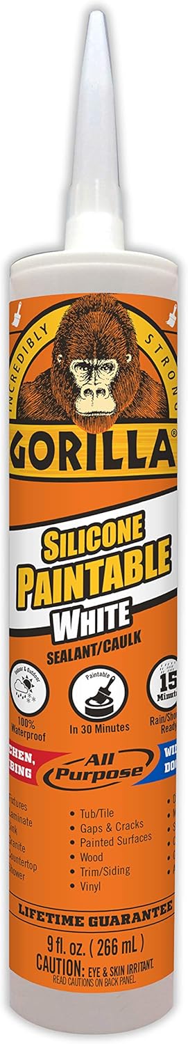 New Arrivals Gorilla Paintable Silicone Sealant Caulk, Waterproof and Mold & Mildew Resistant, 9 Ounce Cartridge, White, (Pack of 6) Flash Deals - 80% OFF Gorilla Paintable Silicone Sealant Caulk, Waterproof and Mold & Mildew Resistant, 9 Ounce Cartridge, White, (Pack of 6)
