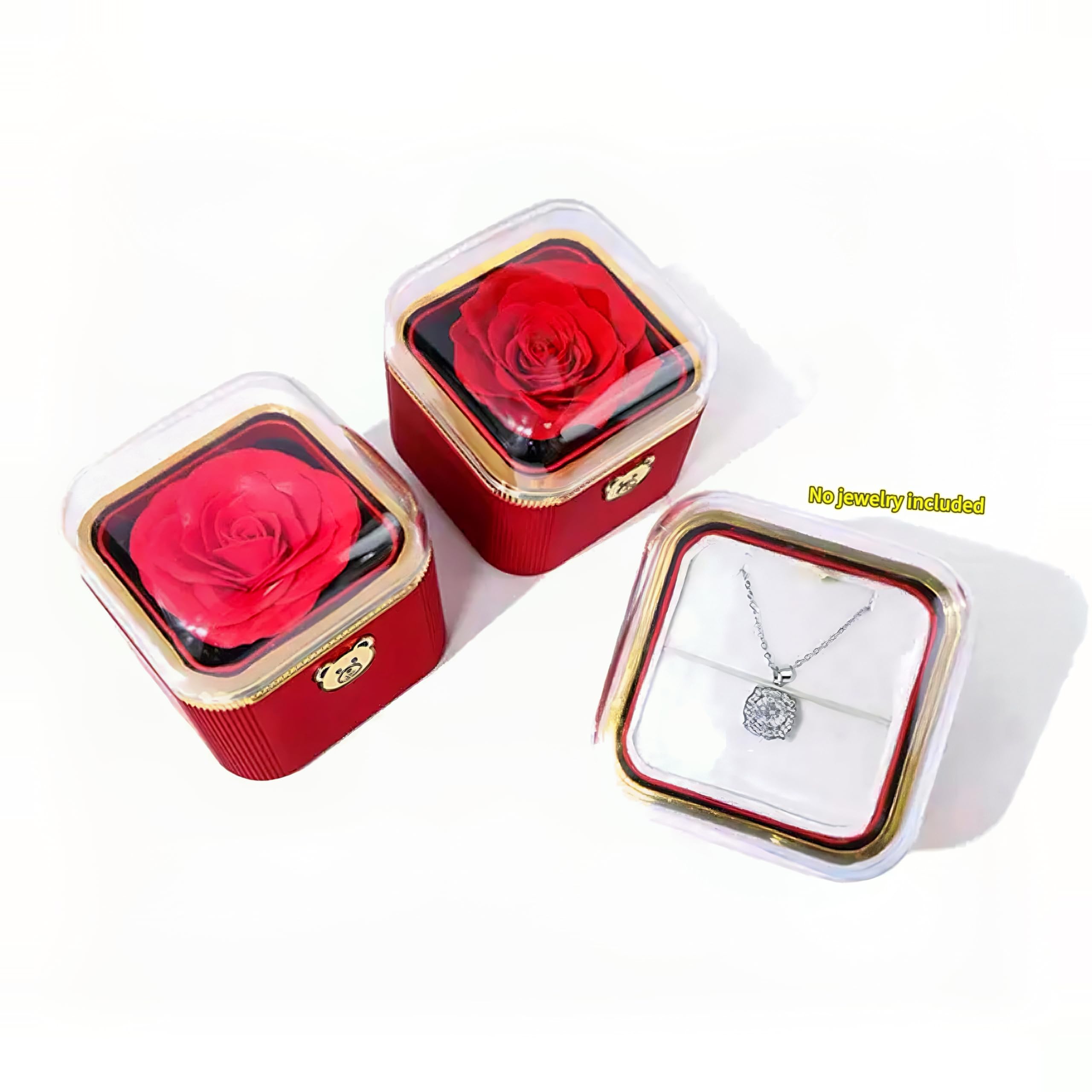 XRWilma Caja de regalo de rosa sorpresa con mecanismo desplegable: junto con nuestras joyas en la tienda, perfecta para joyas, día de la madre, día de San Valentín y regalos de vacaciones para madres