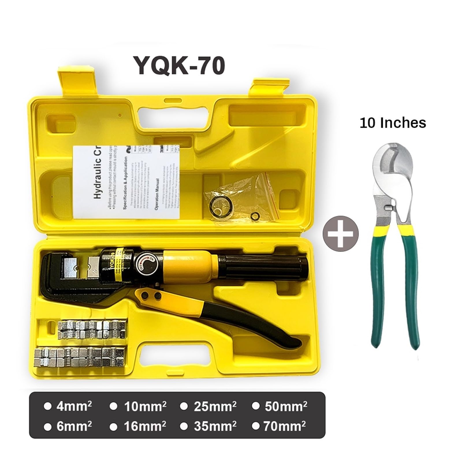 4-70mm² hydrauliczne szczypce do zaciskania, YQK-70 ciśnienie 8T domowe narzędzia hydrauliczne szczypce hydrauliczne, DIY szczypce do zaciskania końcówek kablowych,Wytrzymały i Wytrzymały(YQK-70-B)