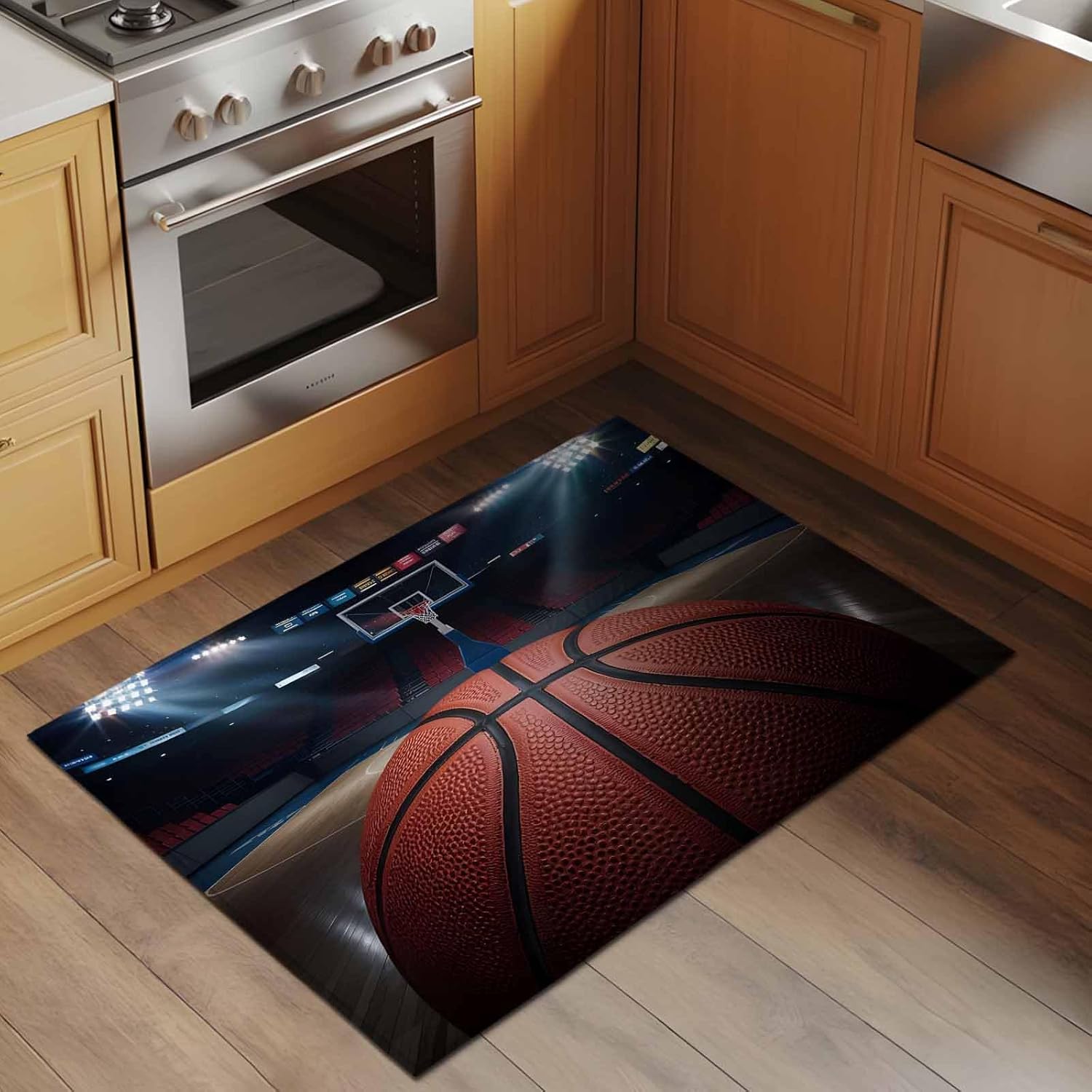 Abstract Basketball Front Door Rugs 2x3 ft Match Stadium Balloon Concentration Lights Small Rug for Entryway Non Slip Washable Bathroom Door Mat Absorbent Floor Mat for Indoor Entrance