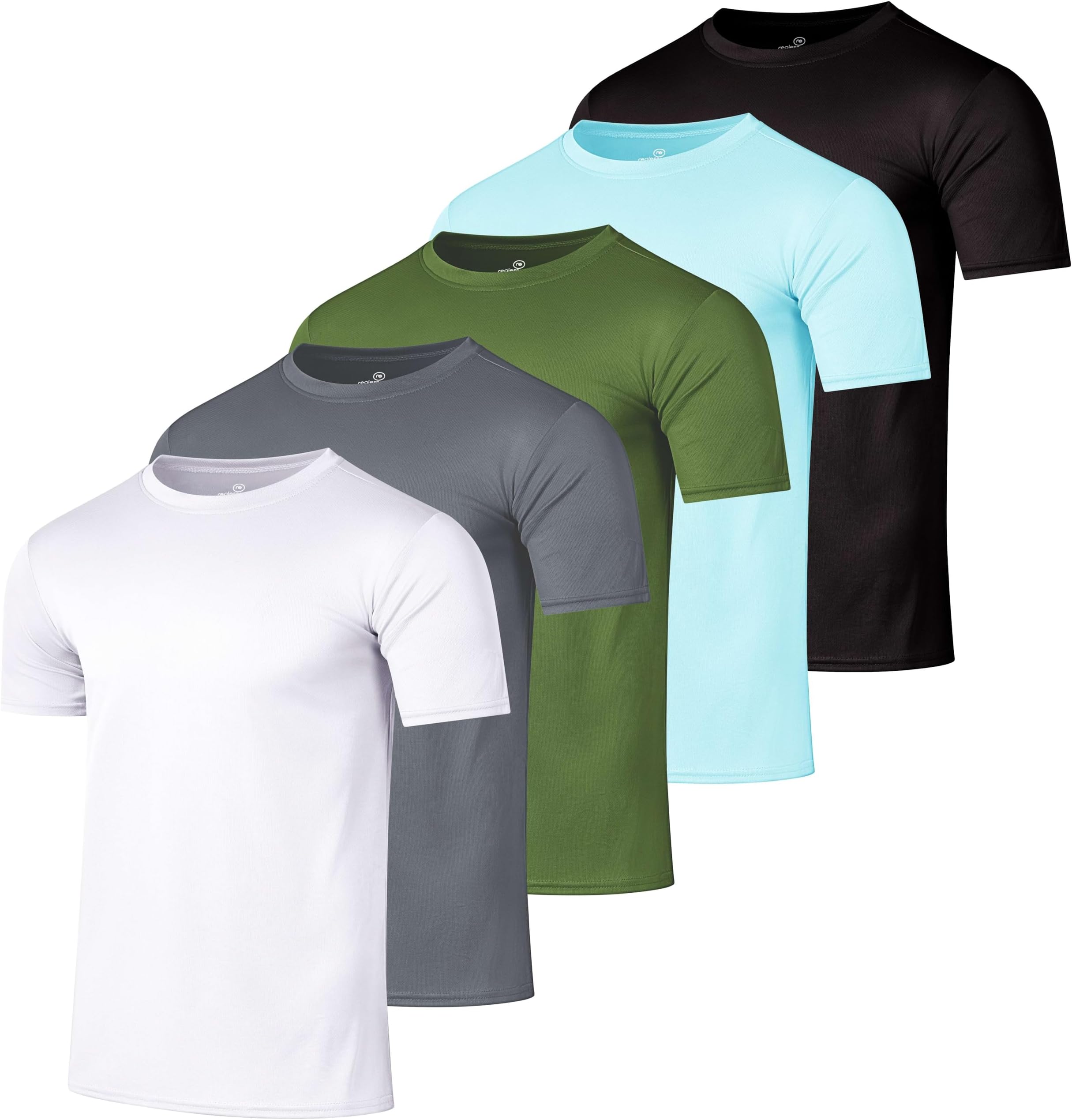 Real Essentials 5 Pack: Men’s Mesh Short Sleeve Crew Neck T-Shirt - Workout Gym Active Athletic Tee (Big & Tall Available)