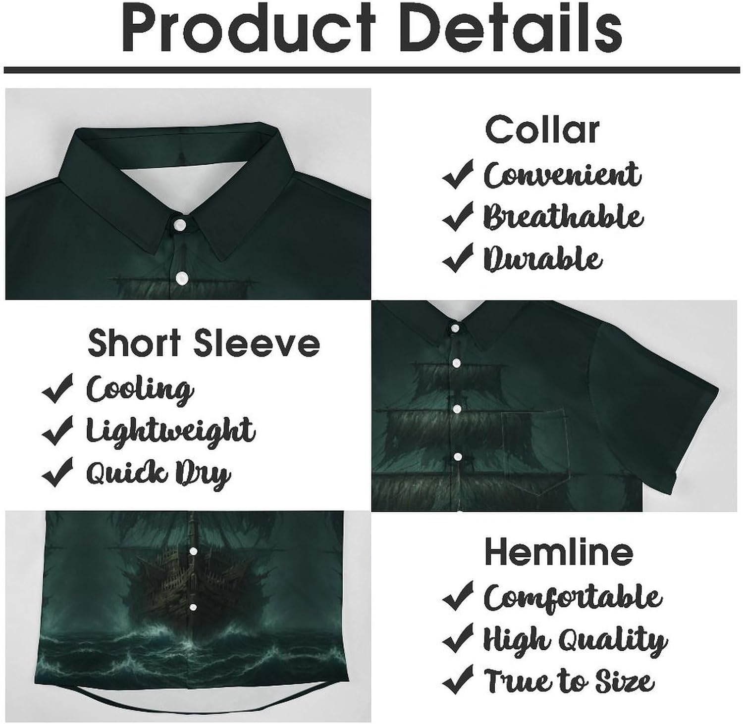 Blissboy Novelty Pirate Ship Button Down Shirt Funny Fashion Graphic Hawaiian Shirt