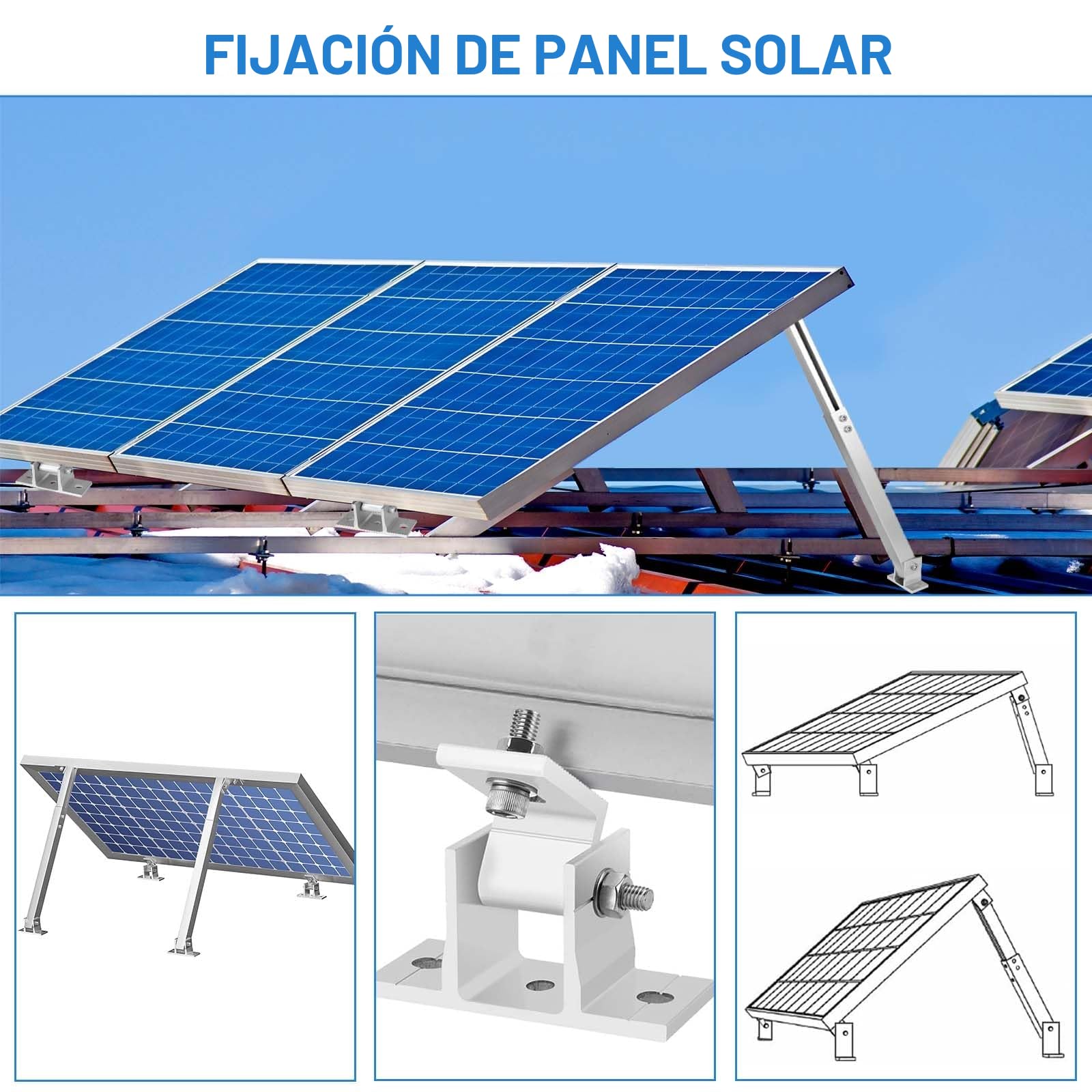 Royouzi Soporte para Panel Solar,1 Pares de Soporte para Panel Solar de Suelo de Aluminio con áNgulo Ajustable de 15°-30°, Adecuado para Barcos, Autocaravanas, Sistemas de Techo Fuera de La Red (2)