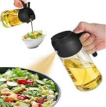 NIKKIER Oil Sprayer for Cooking, 2 in 1 Olive Oil Dispenser and Sprayer, 470ml, Plastic, Black