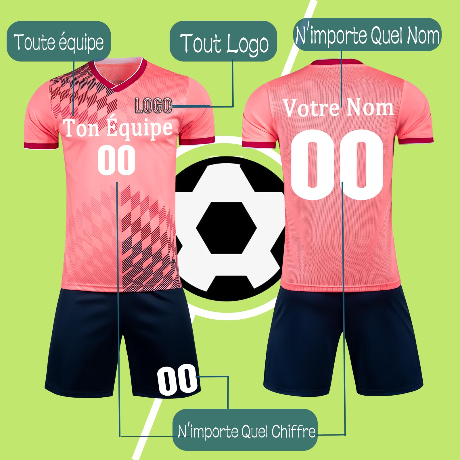 Football Maillot Personnalisable Maillot de Foot Enfant Personnalisé Nimporte Quel Numéro de Nom Team Logo