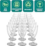 JoyServe En vrac 7 oz Verres à vin jetables en plastique - (Boîte de 24) Verres à vin en plastique sans BPA transparents avec coupes de verre à la tige et à la fête pour les fêtes, les mariages, les pains, les échantillons de nourriture, la restauration