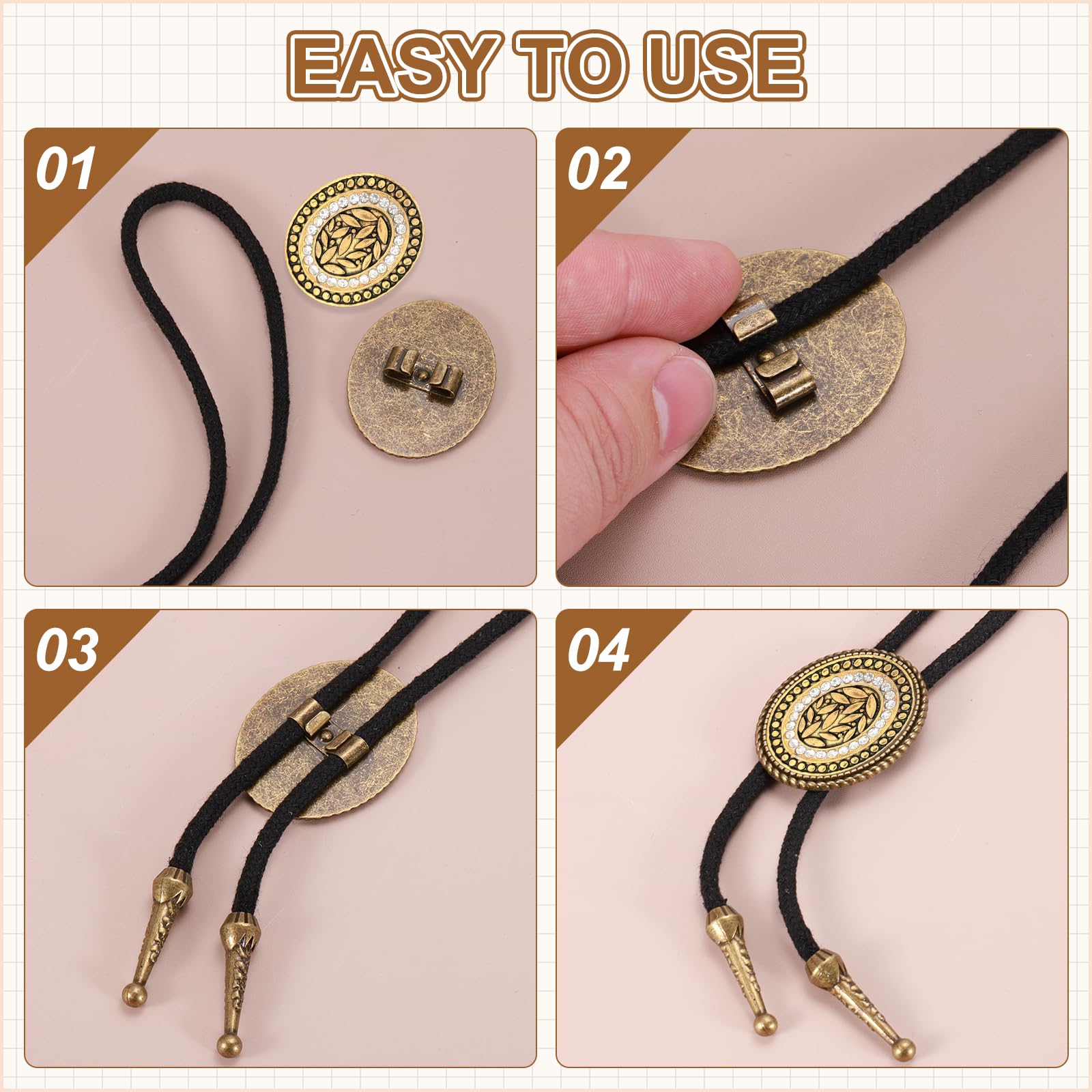 PATIKIL 10Pcs Bolo Tie Buckle, Round Blank Bolo Tie Slide Clasp Accessories - Image 4