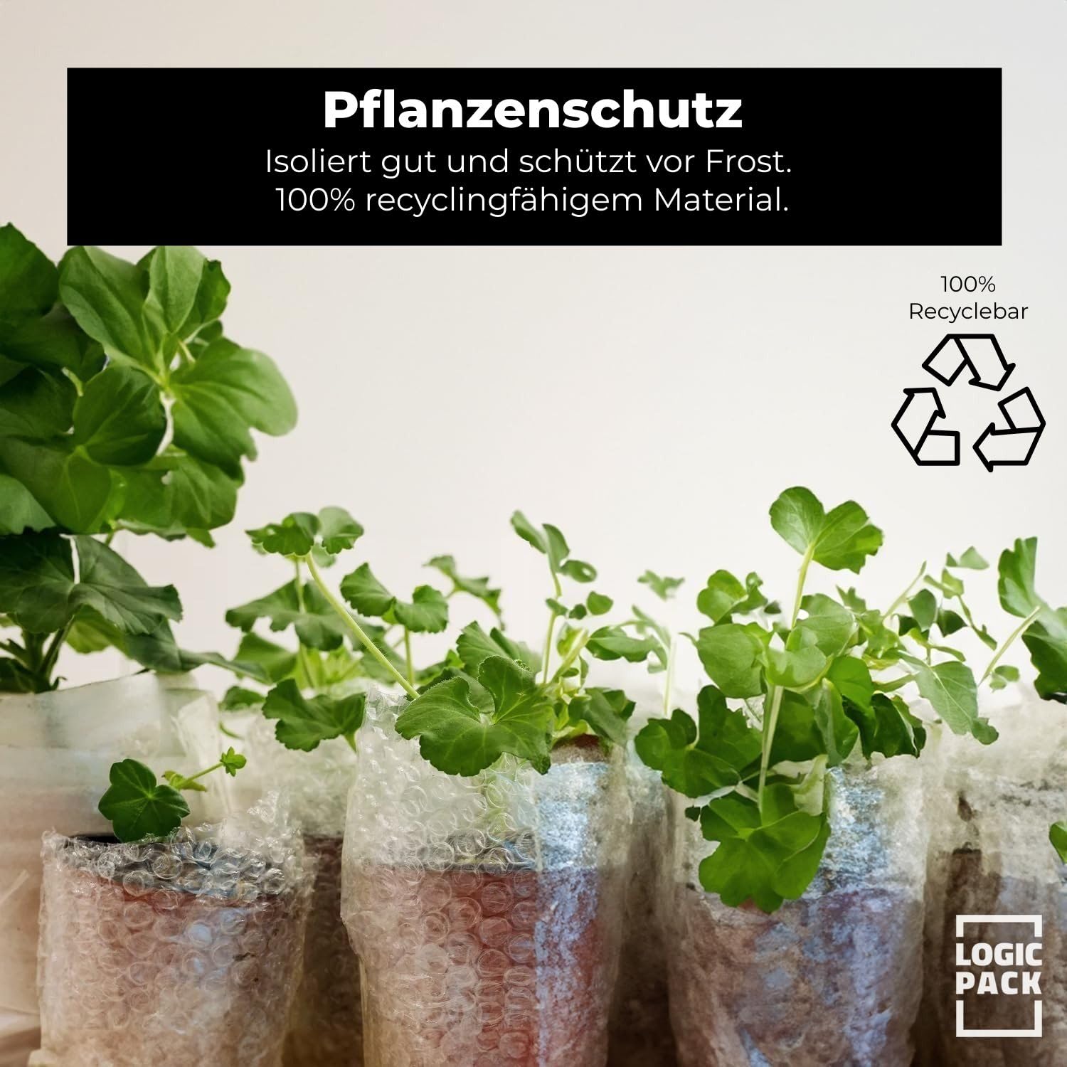 Luftpolsterfolie Rolle für Verpackung, Versand und Umzug 25m x 50 cm - Bubble Wrap Verpackunsgmaterial, 100% recyclingfähig, leicht zu schneiden, 2-schichtig 60my 4 Stück