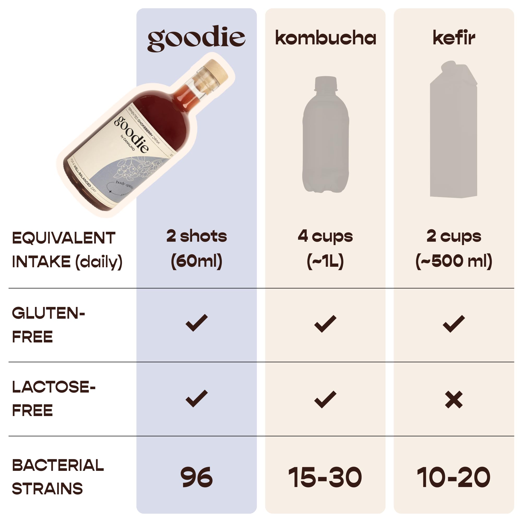 Goodie Fermented Superfood Drink - Probiotisches Wellnessgetränk, 500ml Flasche, Darmgesundheit, antioxidantienreich, vegan, natürliche Inhaltsstoffe, verschiedene Geschmacksrichtungen (500ml,