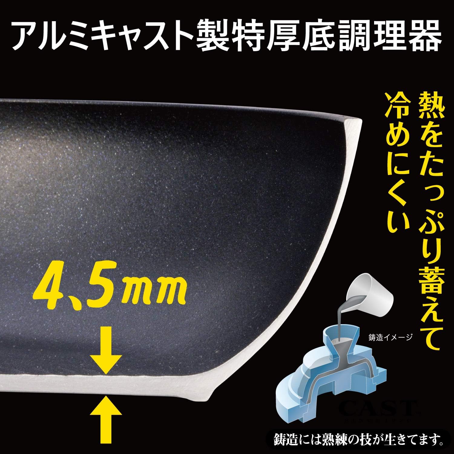 Hokuriku Aluminum Frying Pan, 7.9 inches (20 cm), Induction Compatible, Lightweight, Sensencast Hot Water, Teflon Treatment, Made in Japan