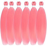 Vista 46 de Cabello trenzado de jengibre preestirado, 6 paquetes de 24 pulgadas, cabello sintético preestirado, trenzas naturales de fácil torsión, ajuste