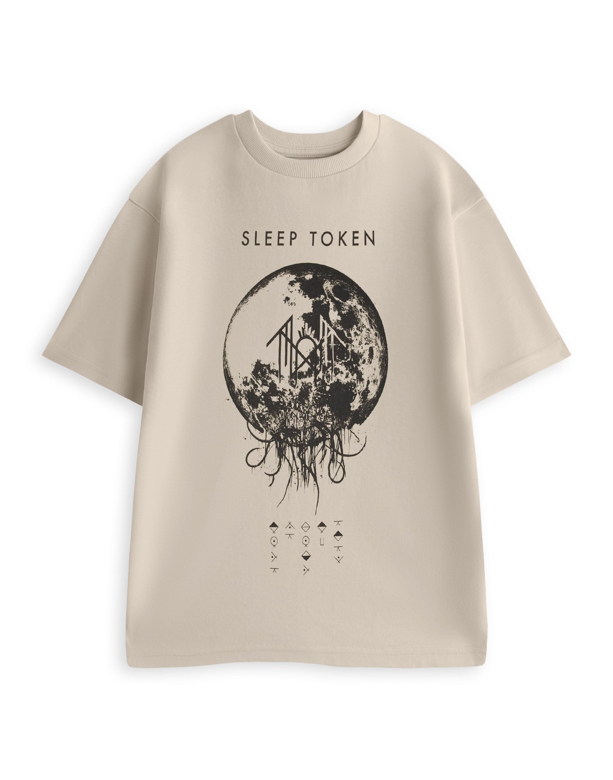 Sleep Token Unisex Beige Short Sleeve Graphic Tee | Take Me Back To Eden Band Name T-Shirt | Music Merchandise | Casual Wear Top Merch - Small