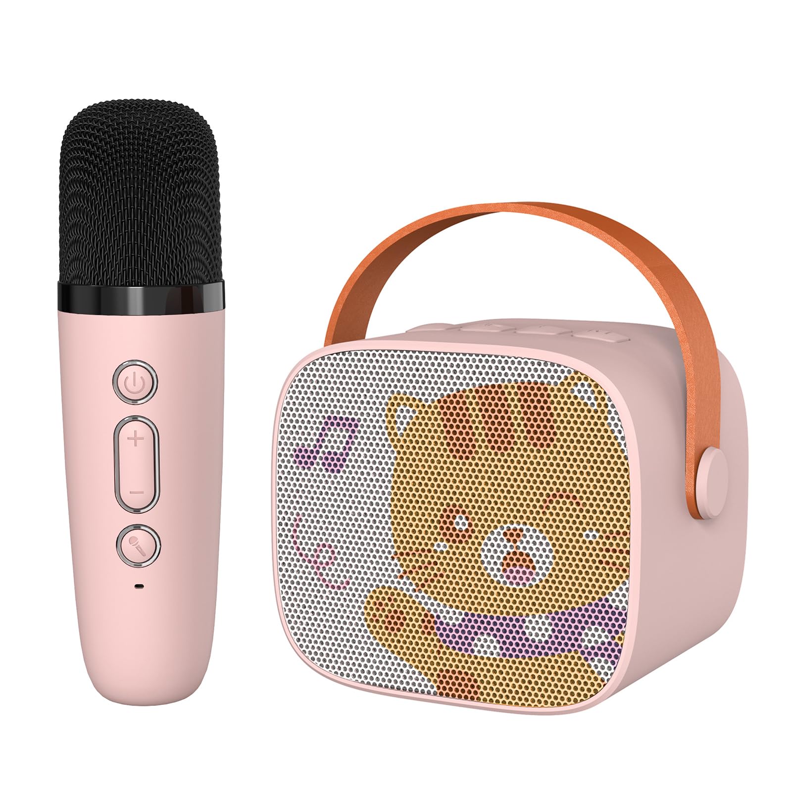 Mini Karaoke Machine for Kids, Portable Bluetooth Speaker with Wireless Microphone，Kids Music Player Toys for Girls and Boys,3,4, 5, 6, 7, 8+ Years Old, Teens Birthday (Pink-Cat)