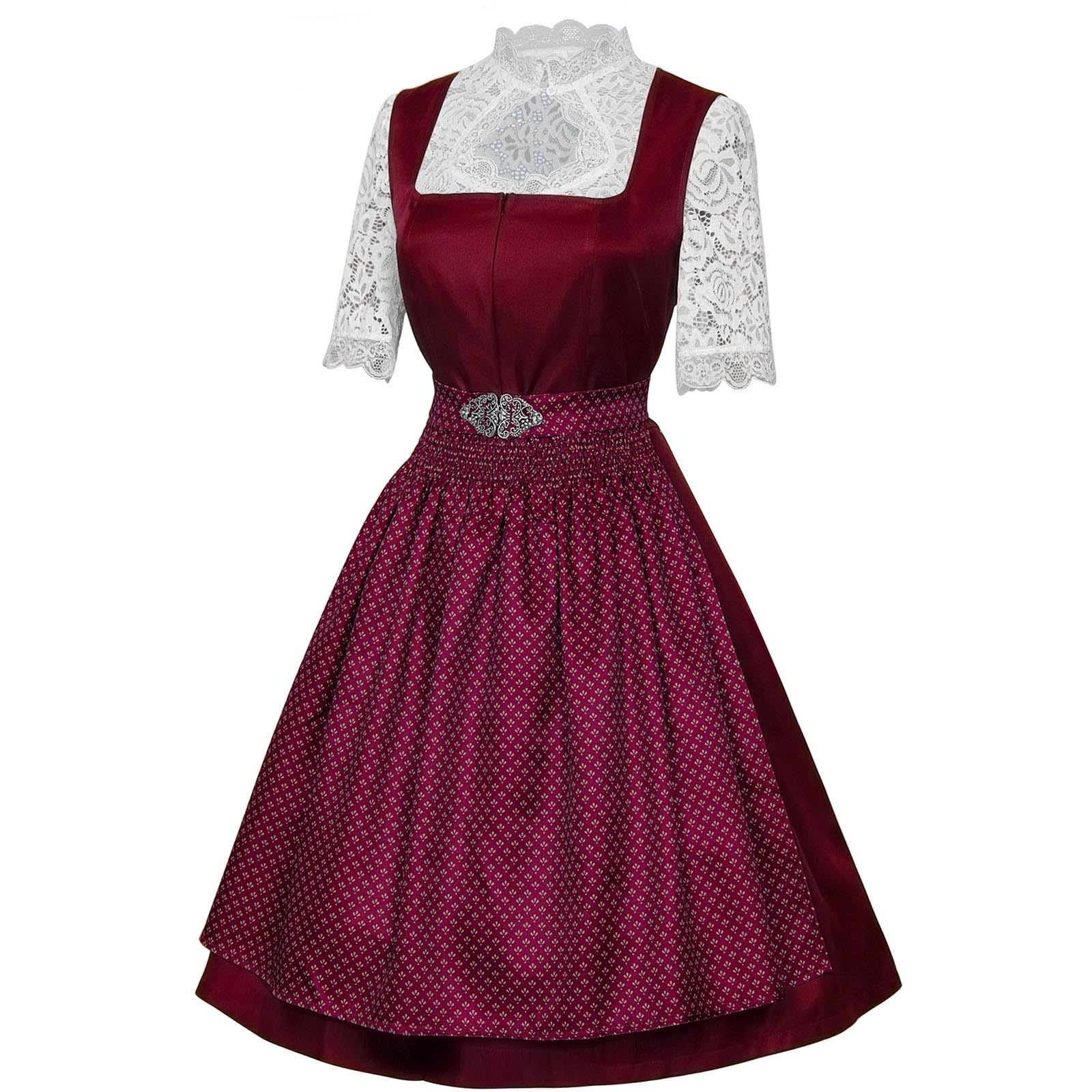 Dirndl Damen Midi Trachtenkleid Elegant Oktoberfest Damen Outfit Trachtenmode Kleid Bayerisches Bierfest Cosplay 2 Teilig Traditionelle Ethnischen Stil Freizeitkleid Partykleid