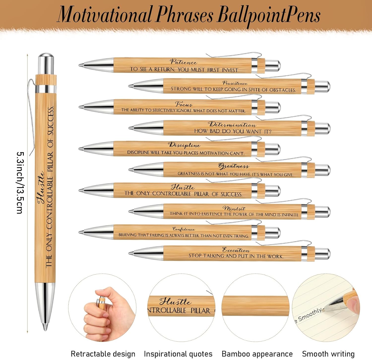 TecUnite 80 Pcs Motivational Spiral Notebooks with Sticky Notes Pen Inspirational Journals Bulk Employee Appreciation Gift for Team Coworker Staff Bulk Gift for Teacher School Nurse (Brown) - Image 3