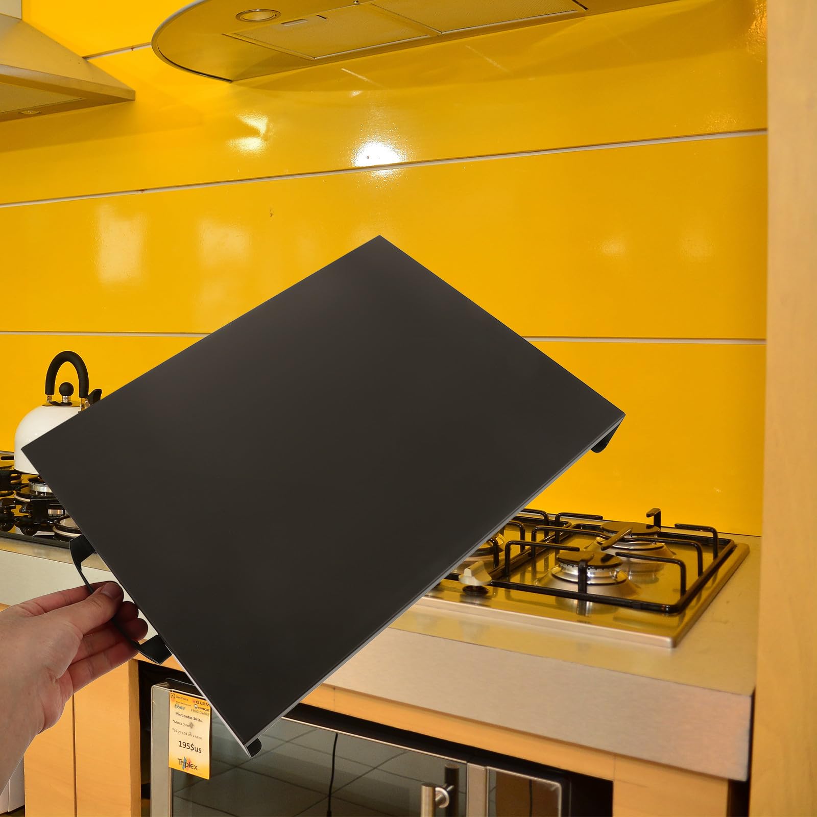 FUOYLOO Soporte Adecuado para Mesa para Estufa de Gas Antideslizante y Estructura Robusta de Aleación Negra Diseño Resistente Adecuado para Mesa para Cocina